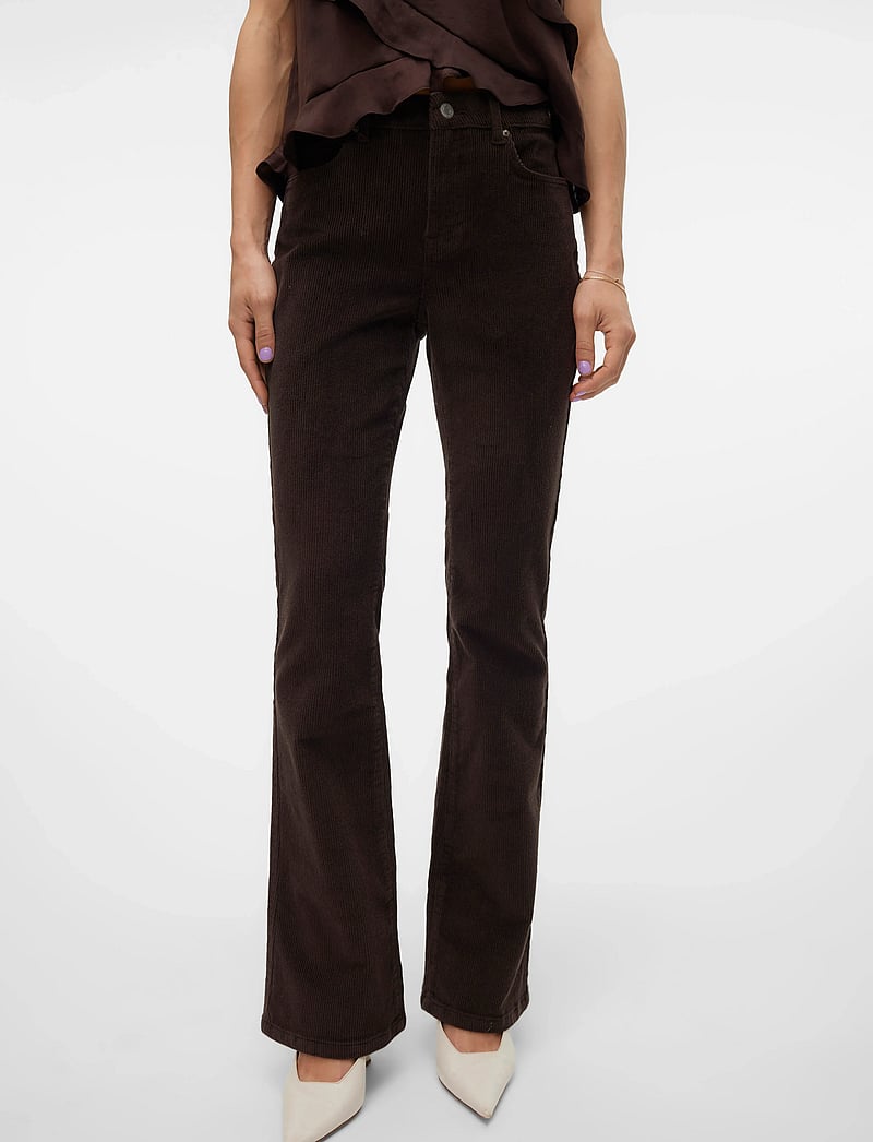 Vero Moda - VMFLASH MR FLARED CORDUROY PANTS NOOS - flared jeans - chocolate torte - 5