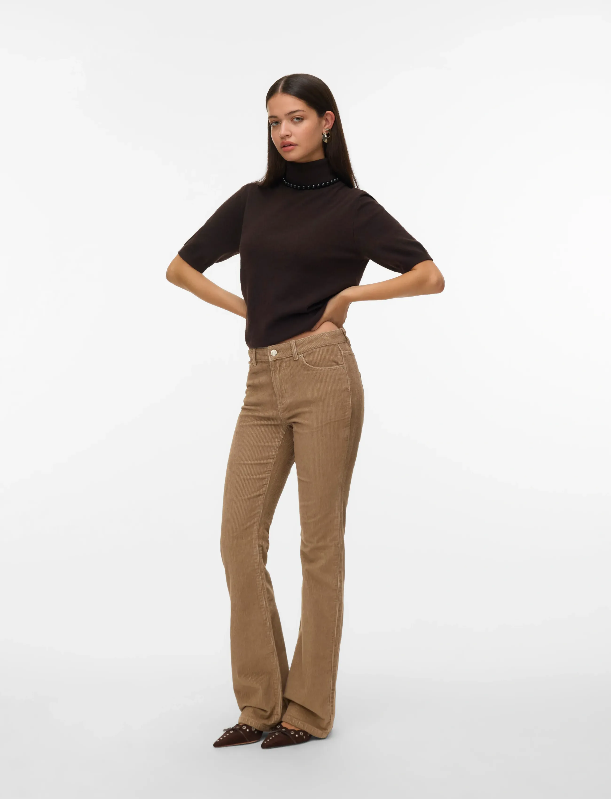 Vero Moda Vmflash Mr Flared Corduroy Pants Noos, 29 x 32, Jeans, Beige - Flares, Frauen