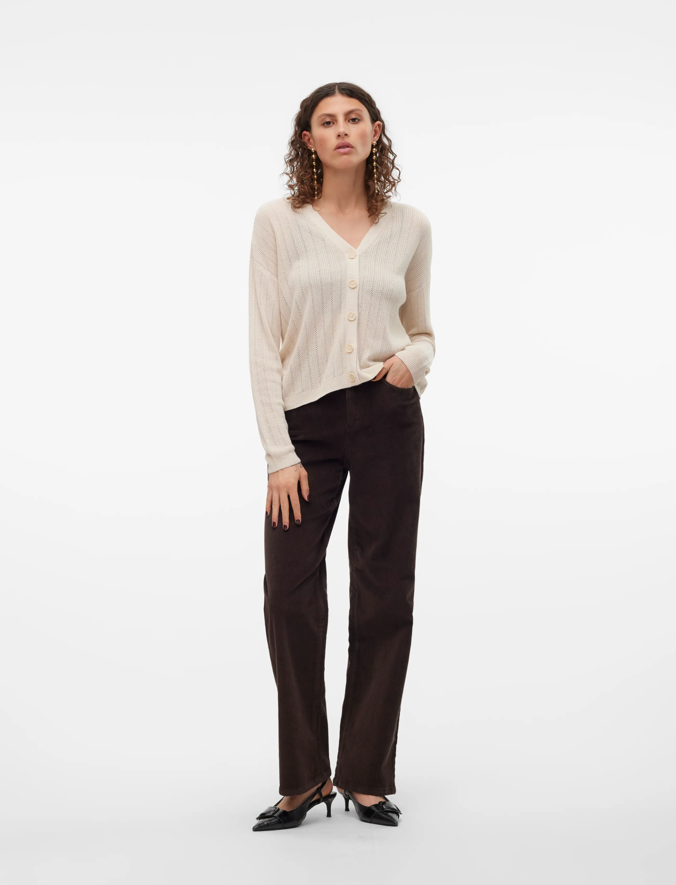 Vero Moda - VMTESSA HR WIDE CORDUROY PANTS GA NOOS - velvetpüksid - chocolate torte - 3