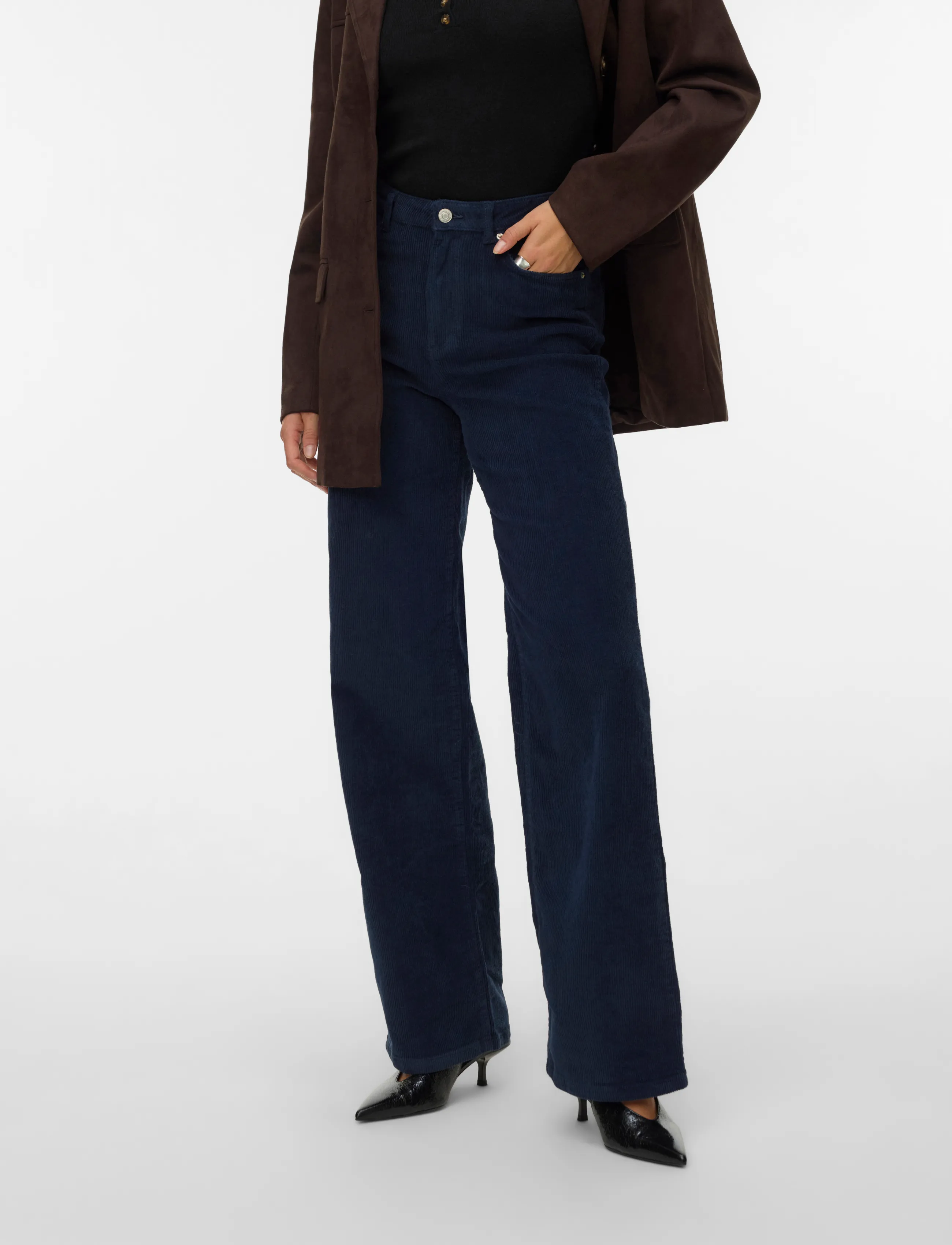 Vero Moda - VMTESSA HR WIDE CORDUROY PANTS GA NOOS - corduroy pants - navy blazer - 3