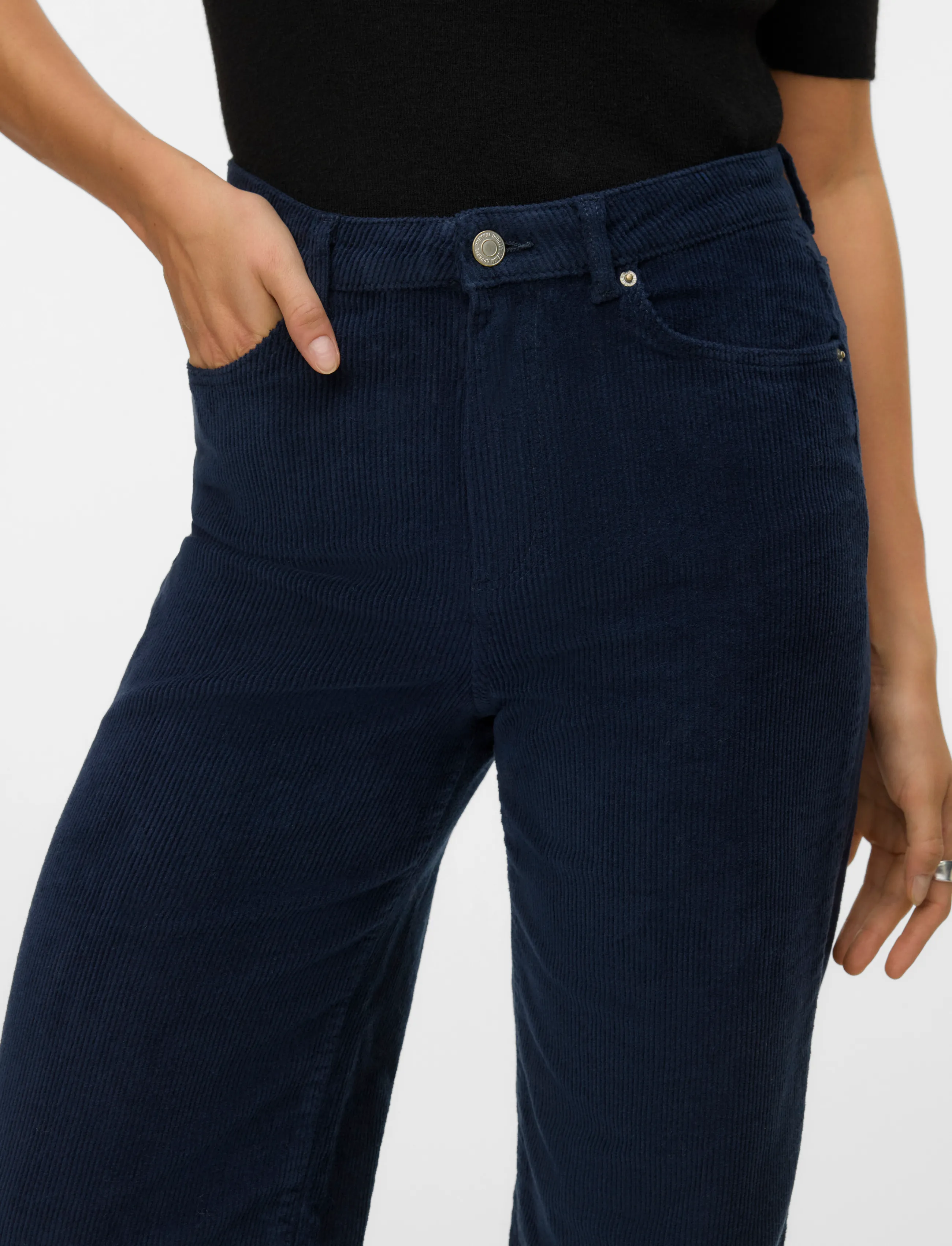 Vero Moda - VMTESSA HR WIDE CORDUROY PANTS GA NOOS - corduroy pants - navy blazer - 4