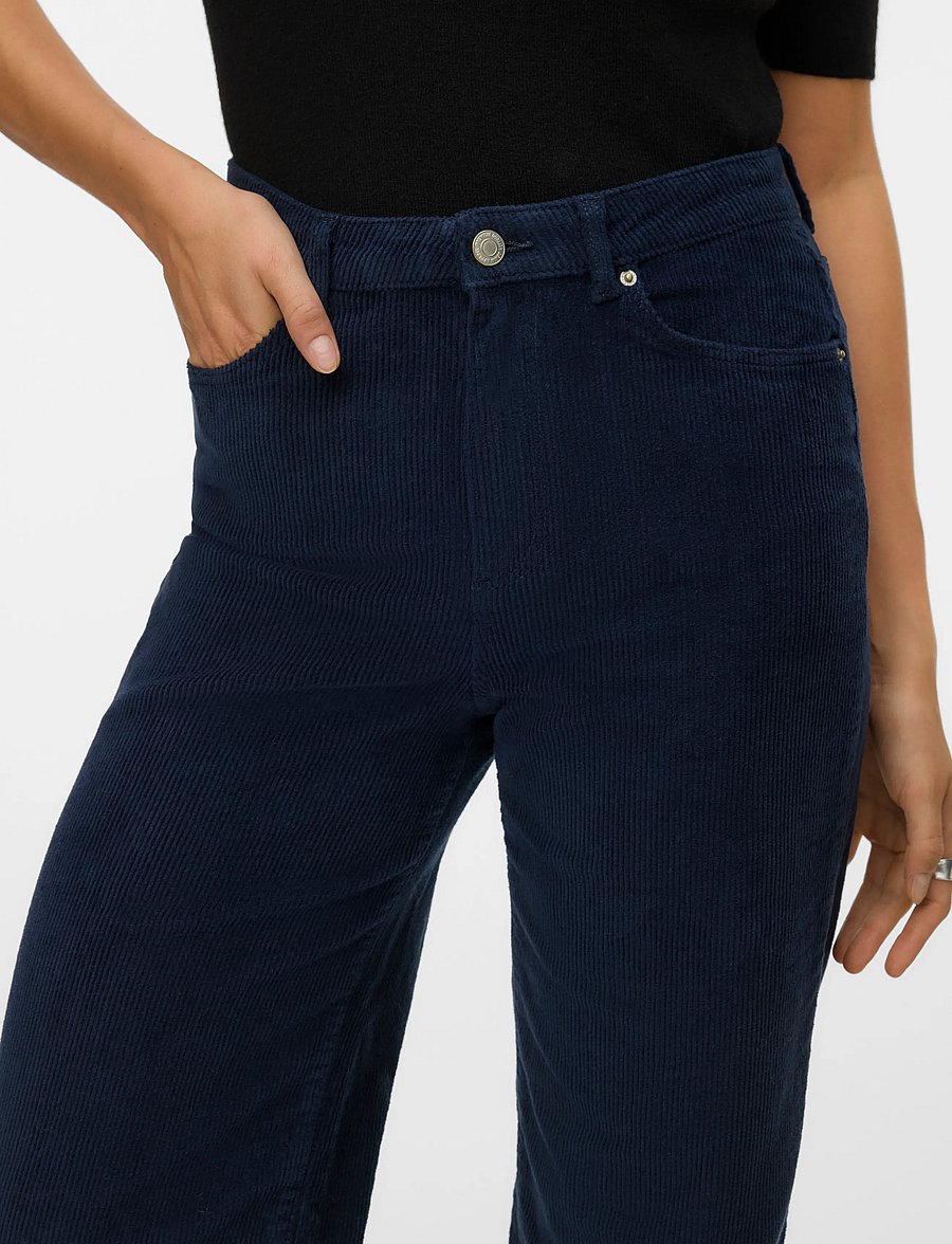 Vero Moda - VMTESSA HR WIDE CORDUROY PANTS GA NOOS - cordhosen - navy blazer - 4