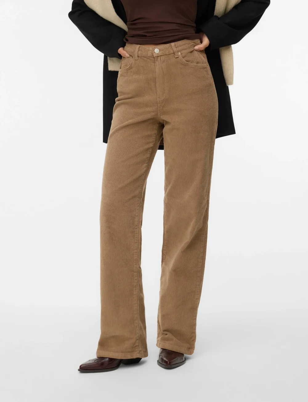 Vero Moda - VMTESSA HR WIDE CORDUROY PANTS GA NOOS - bukser med brede ben - silver mink - 4