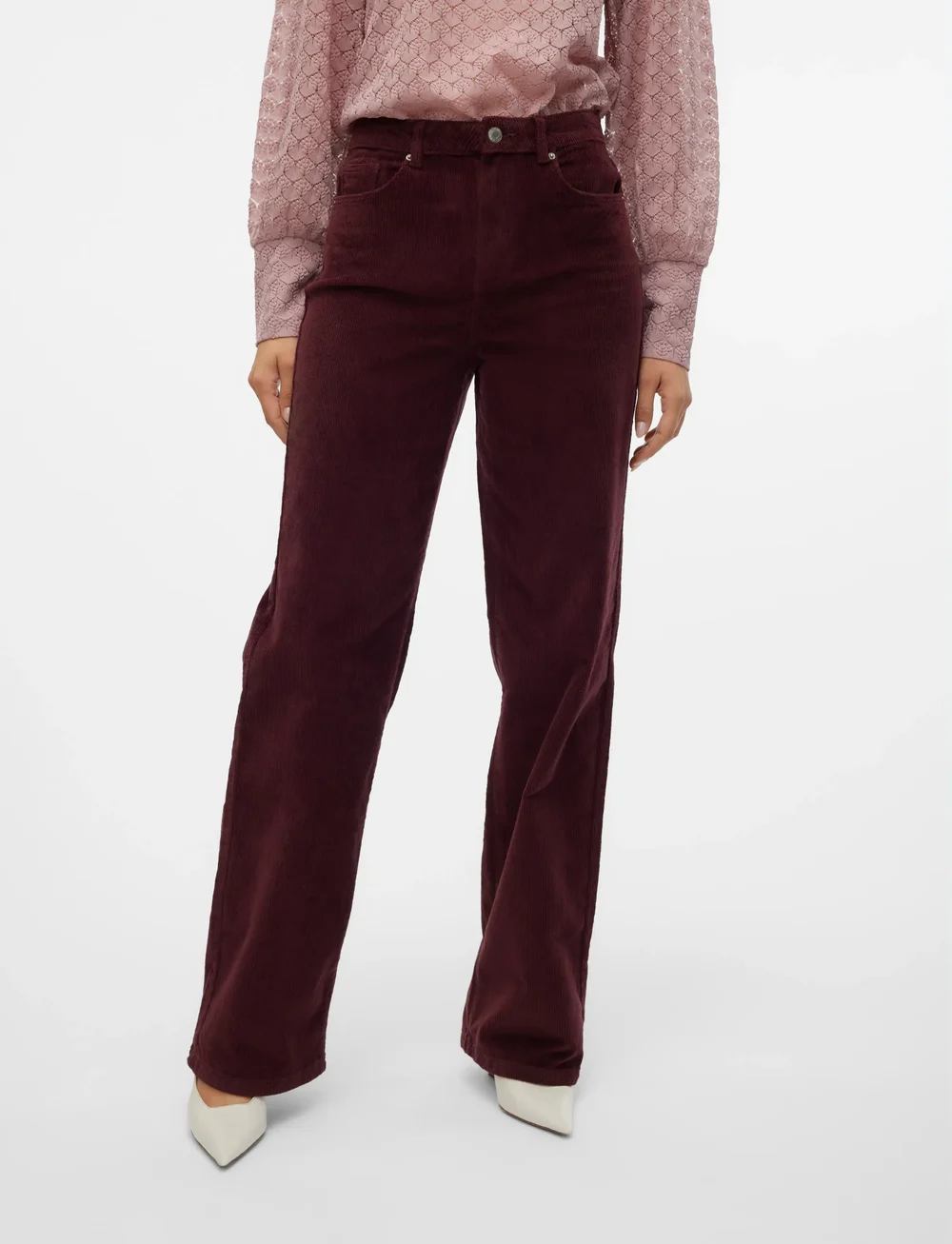 Vero Moda - VMTESSA HR WIDE CORDUROY PANTS GA NOOS - bukser med brede ben - winetasting - 0