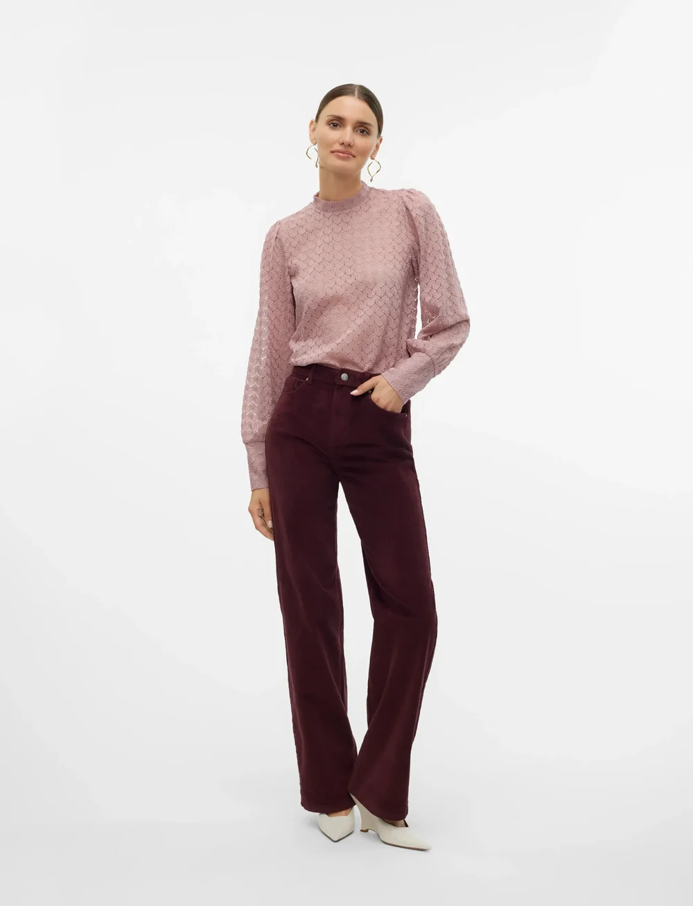 Vero Moda - VMTESSA HR WIDE CORDUROY PANTS GA NOOS - bukser med brede ben - winetasting - 3