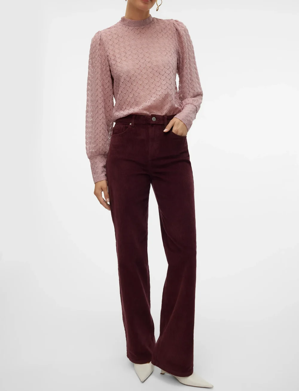 Vero Moda - VMTESSA HR WIDE CORDUROY PANTS GA NOOS - bukser med brede ben - winetasting - 4
