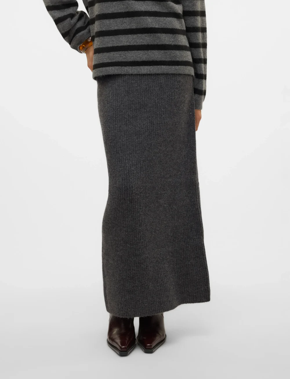 Vero Moda - VMMAY HW MAXI KNIT SKIRT VMA - spódnice długie - dark grey melange - 0