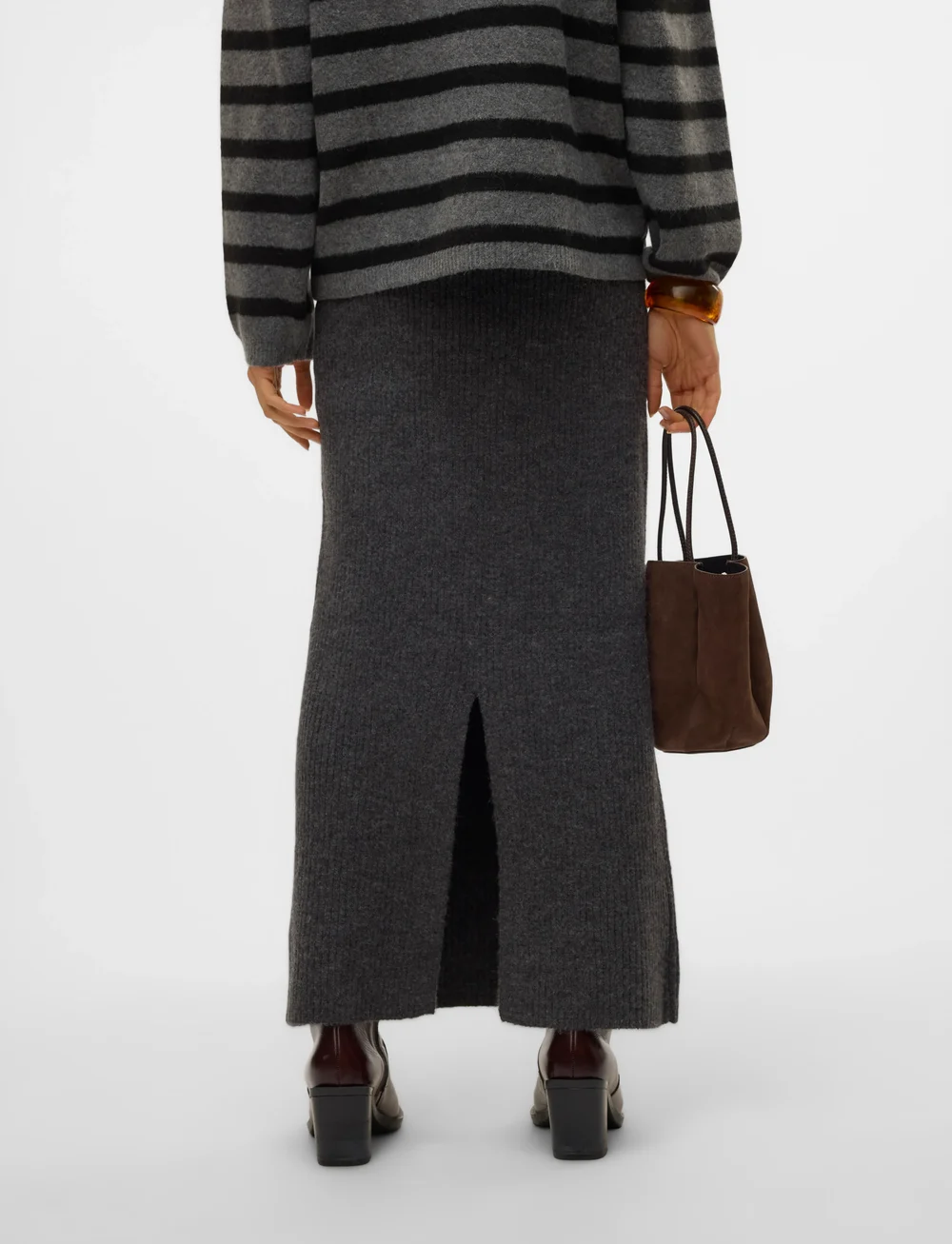 Vero Moda - VMMAY HW MAXI KNIT SKIRT VMA - spódnice długie - dark grey melange - 3