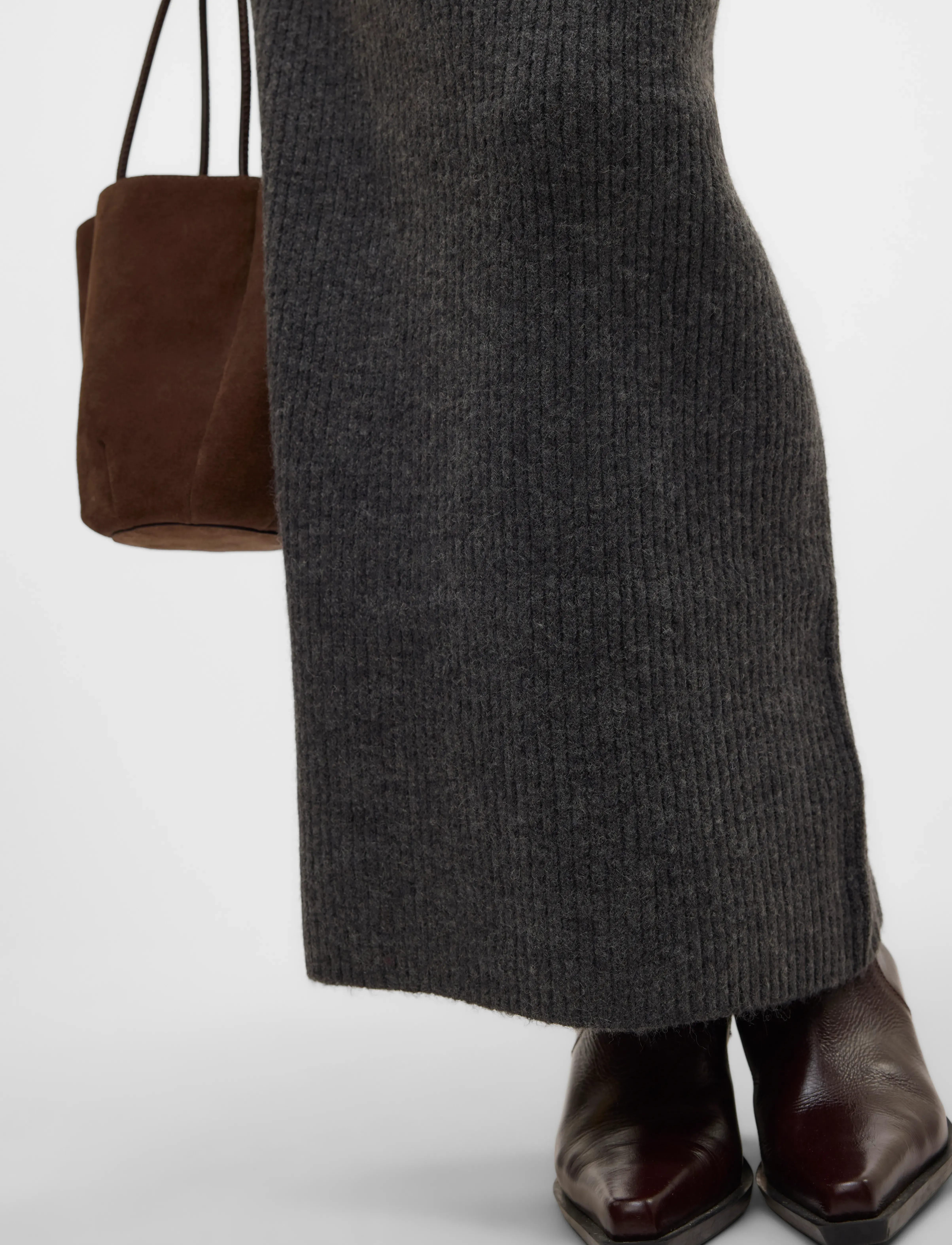 Vero Moda - VMMAY HW MAXI KNIT SKIRT VMA - maxi röcke - dark grey melange - 5