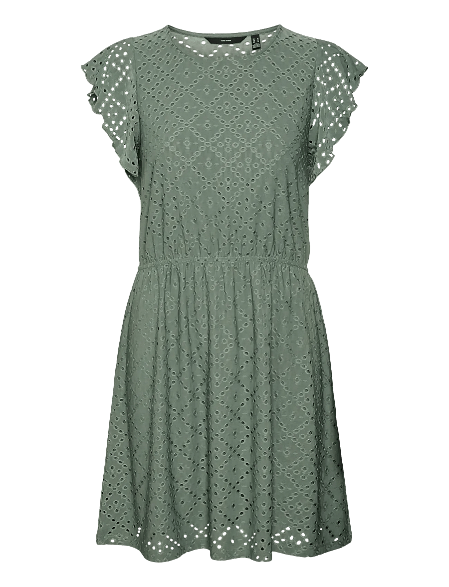 Vero Moda - VMTASSA SL FRILL SHORT DRESS JRS NOOS - blondekjoler - laurel wreath - 1