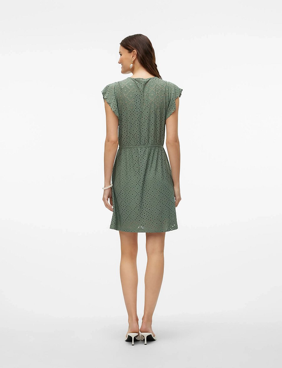 Vero Moda - VMTASSA SL FRILL SHORT DRESS JRS NOOS - blondekjoler - laurel wreath - 2