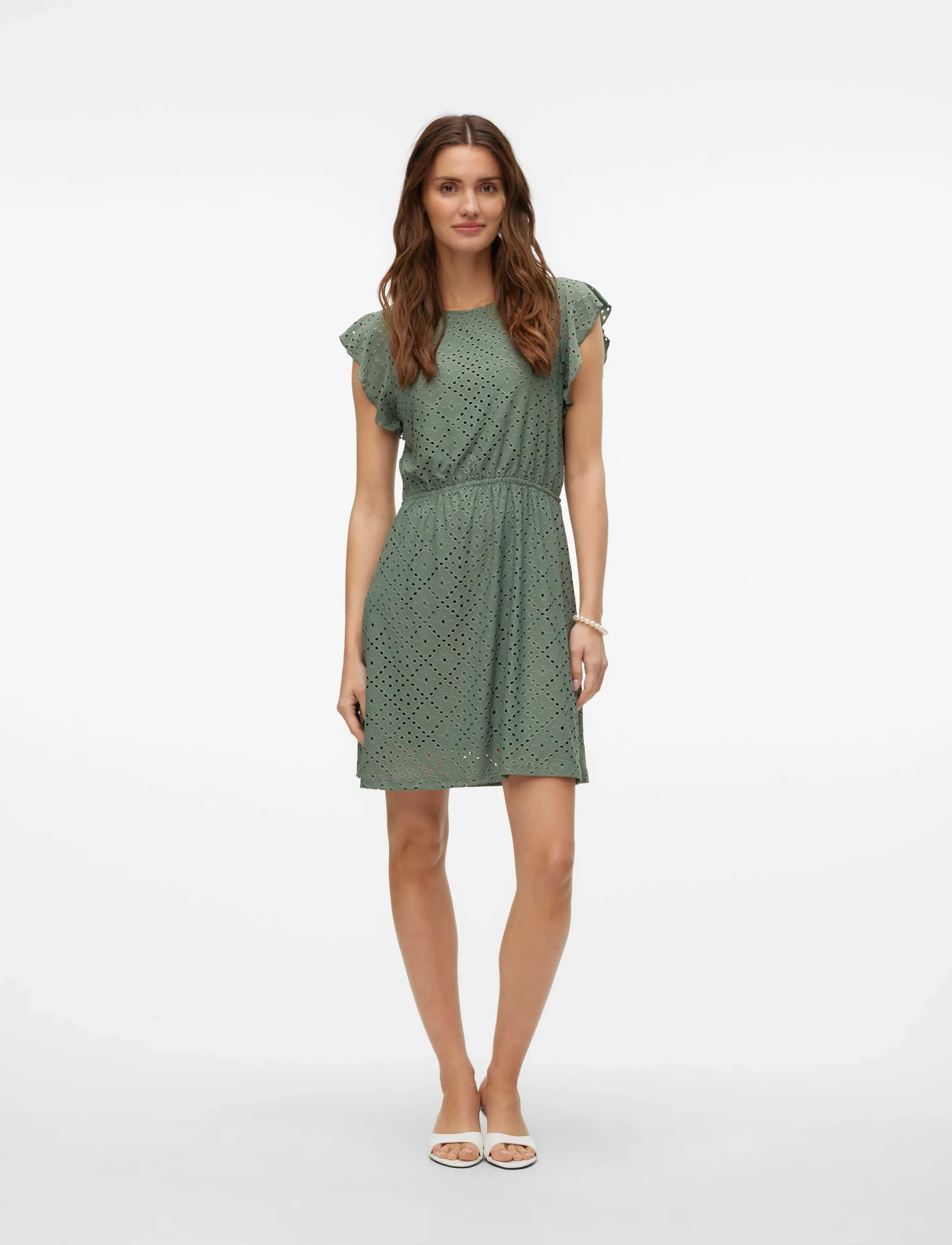 Vero Moda - VMTASSA SL FRILL SHORT DRESS JRS NOOS - blondekjoler - laurel wreath - 3