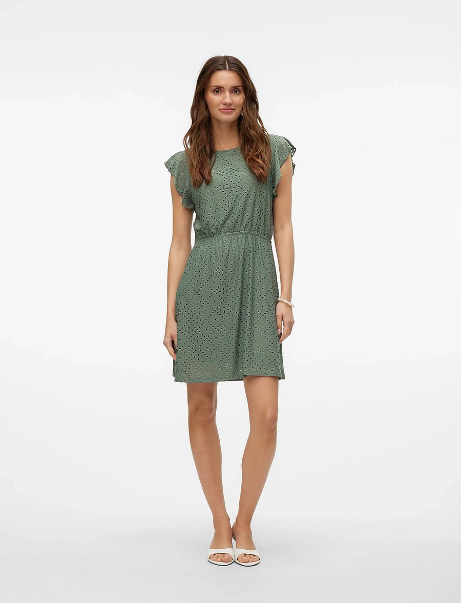 Vero Moda - VMTASSA SL FRILL SHORT DRESS JRS NOOS - blondekjoler - laurel wreath - 3