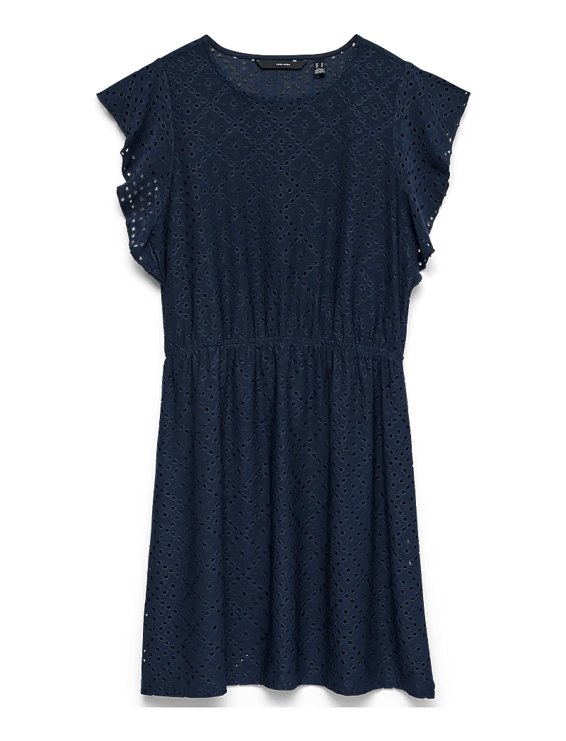 Vero Moda - VMTASSA SL FRILL SHORT DRESS JRS NOOS - nėriniuotos suknelės - navy blazer - 1