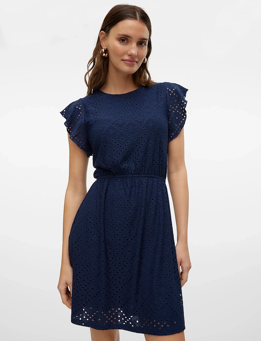 Vero Moda - VMTASSA SL FRILL SHORT DRESS JRS NOOS - sukienki koronkowe - navy blazer - 4