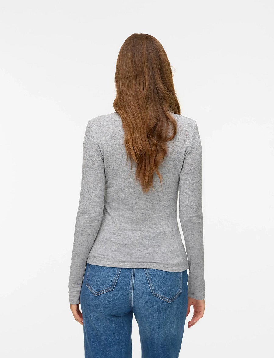 Vero Moda - VMANNIE LS O-NECK TOP JRS NOOS - palaidinukės ilgomis rankovėmis - light grey melange - 3
