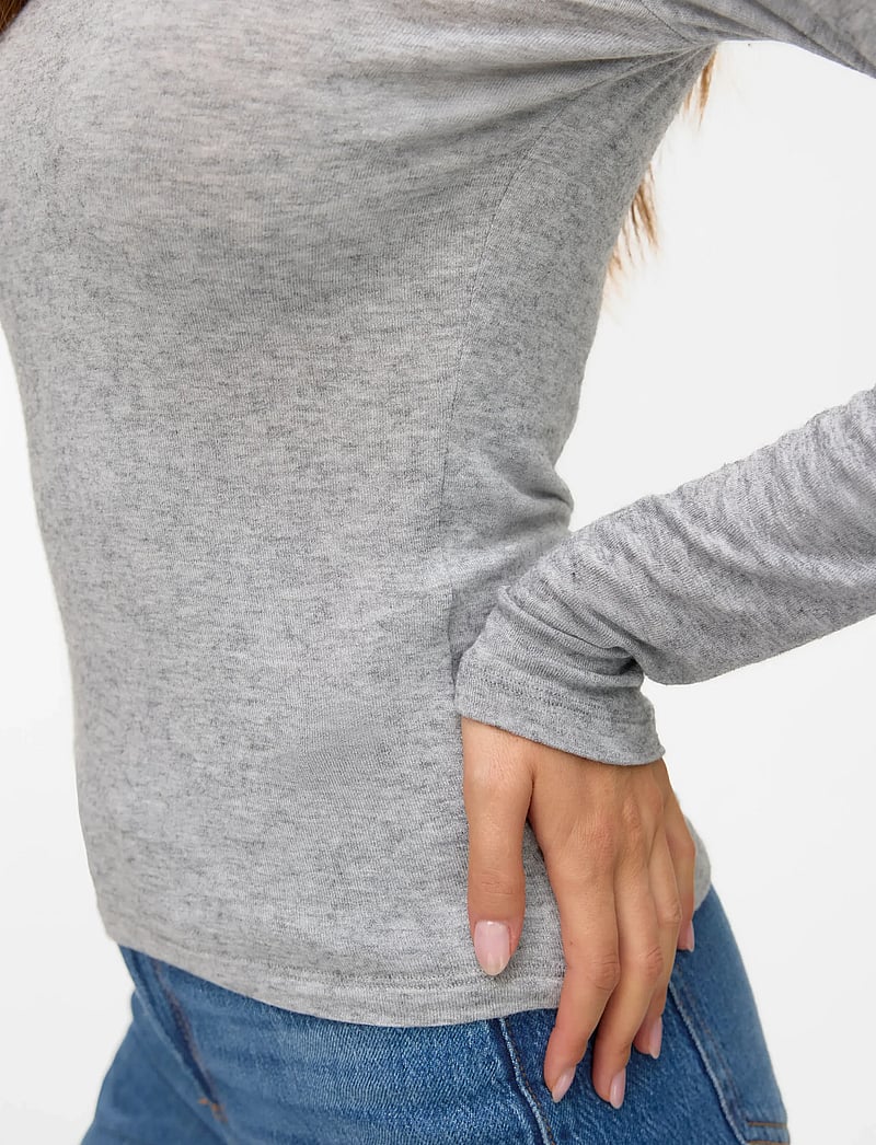 Vero Moda - VMANNIE LS O-NECK TOP JRS NOOS - palaidinukės ilgomis rankovėmis - light grey melange - 5