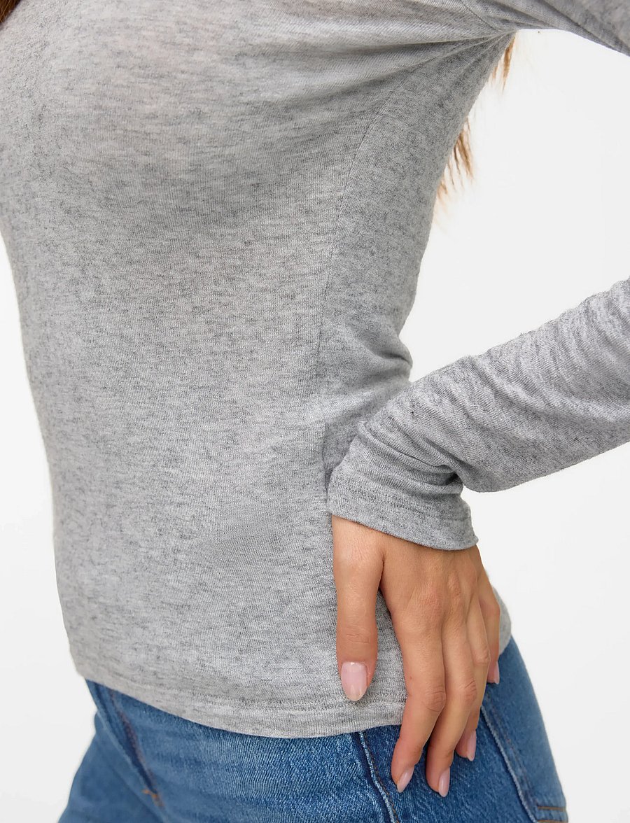 Vero Moda - VMANNIE LS O-NECK TOP JRS NOOS - palaidinukės ilgomis rankovėmis - light grey melange - 5