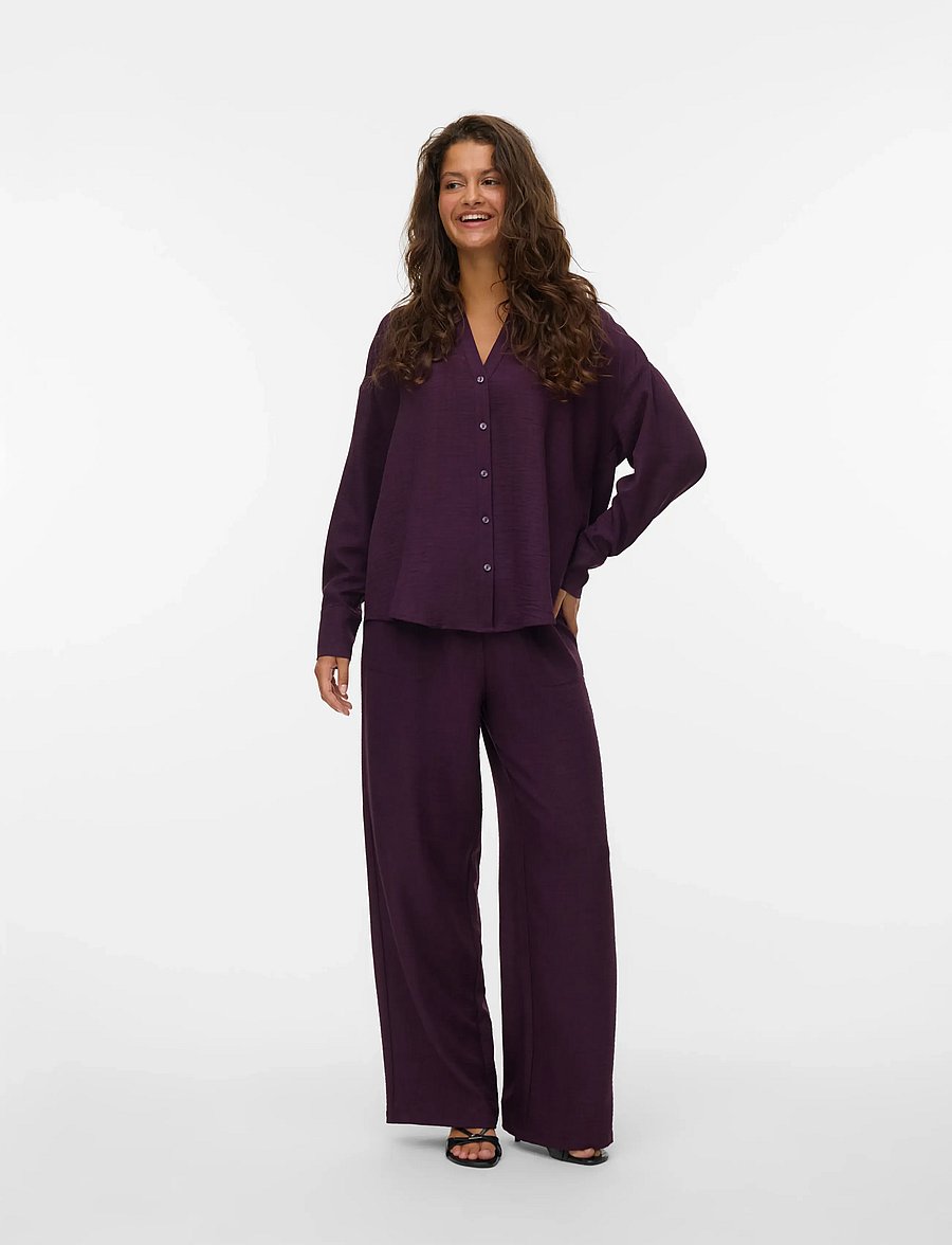 Vero Moda - VMMELANEY HW LOOSE PANT WVN NOOS - winetasting - 0