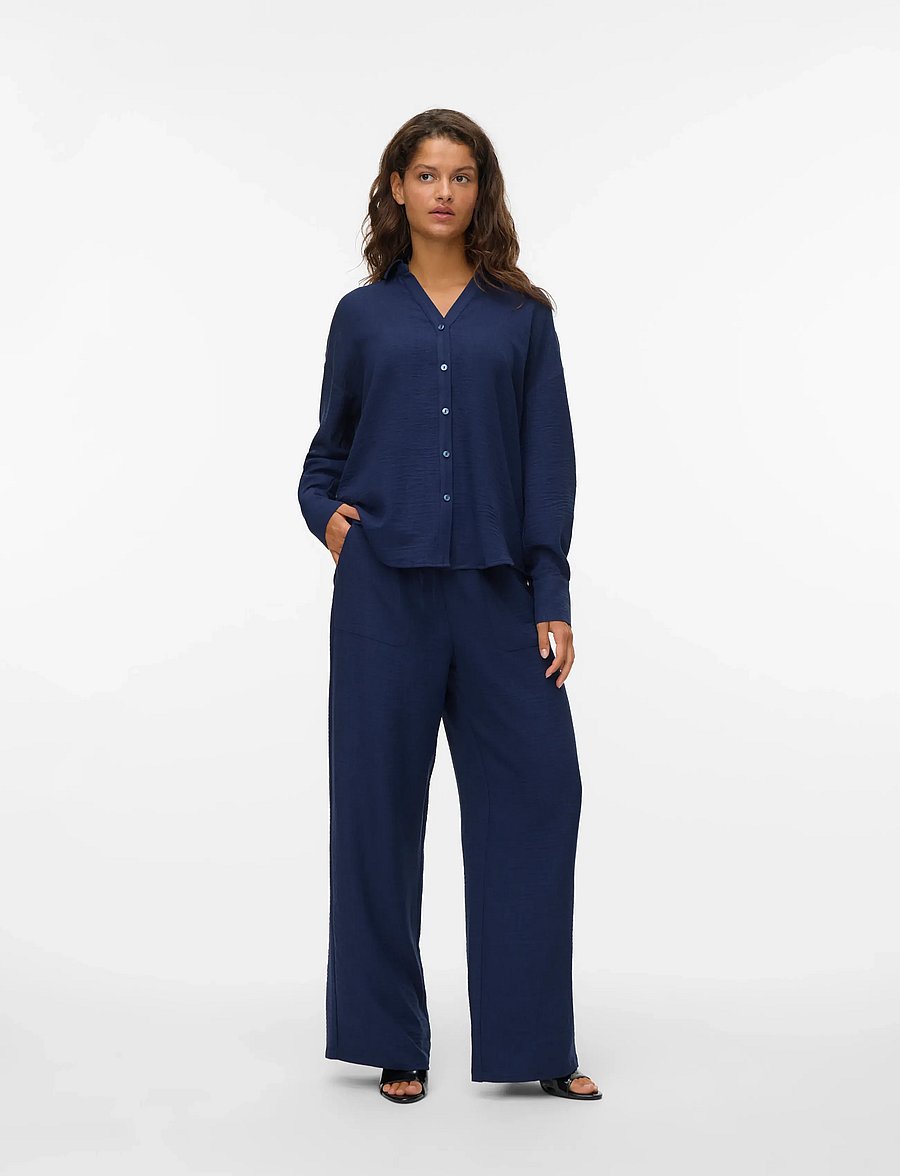 Vero Moda - VMMELANEY QUEENY LS SHIRT WVN NOOS - marškiniai ilgomis rankovėmis - navy blazer - 0