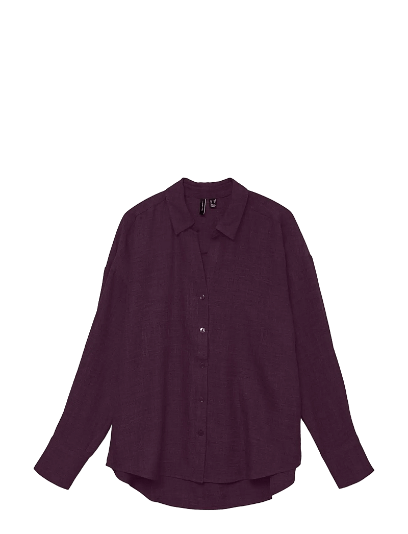 Vero Moda - VMMELANEY QUEENY LS SHIRT WVN NOOS - långärmade skjortor - winetasting - 1