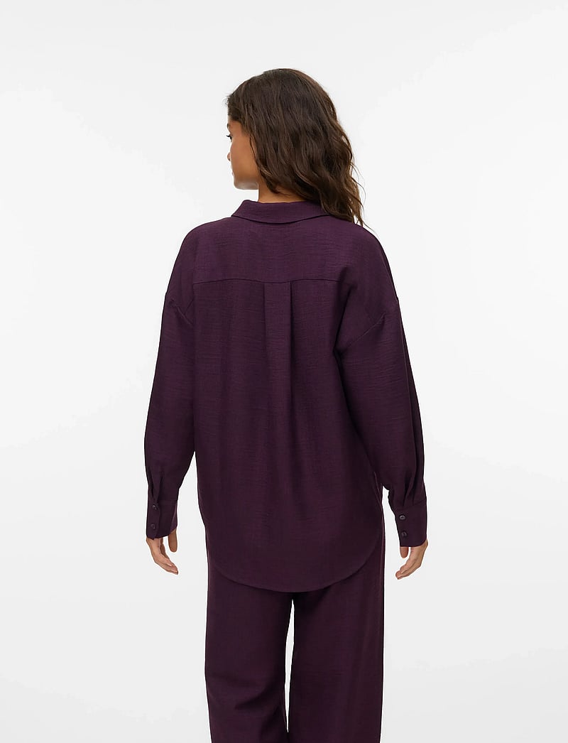 Vero Moda - VMMELANEY QUEENY LS SHIRT WVN NOOS - långärmade skjortor - winetasting - 2