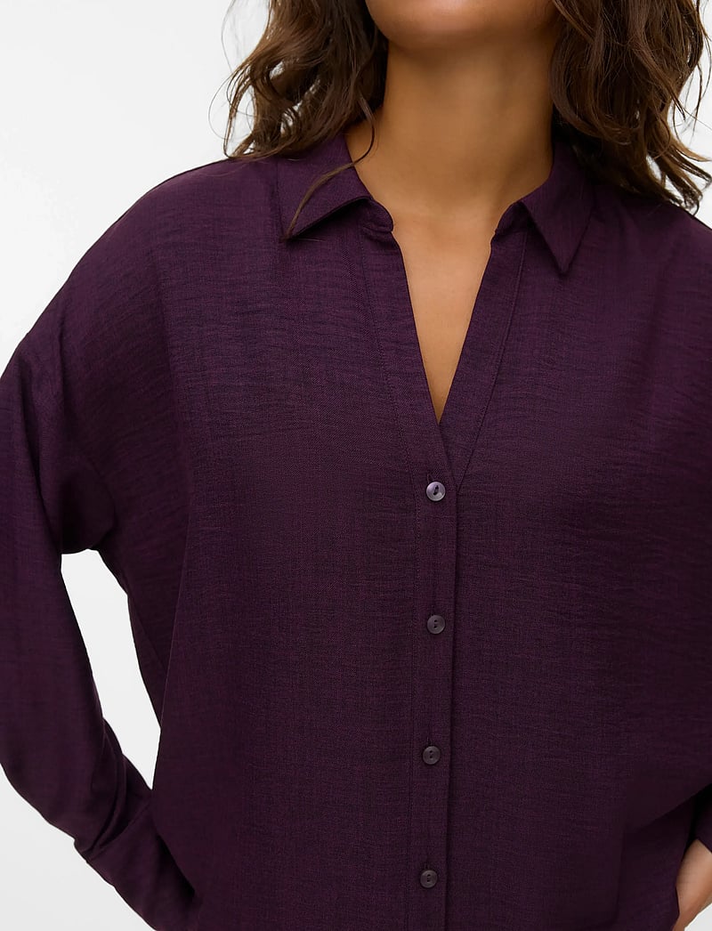 Vero Moda - VMMELANEY QUEENY LS SHIRT WVN NOOS - långärmade skjortor - winetasting - 4