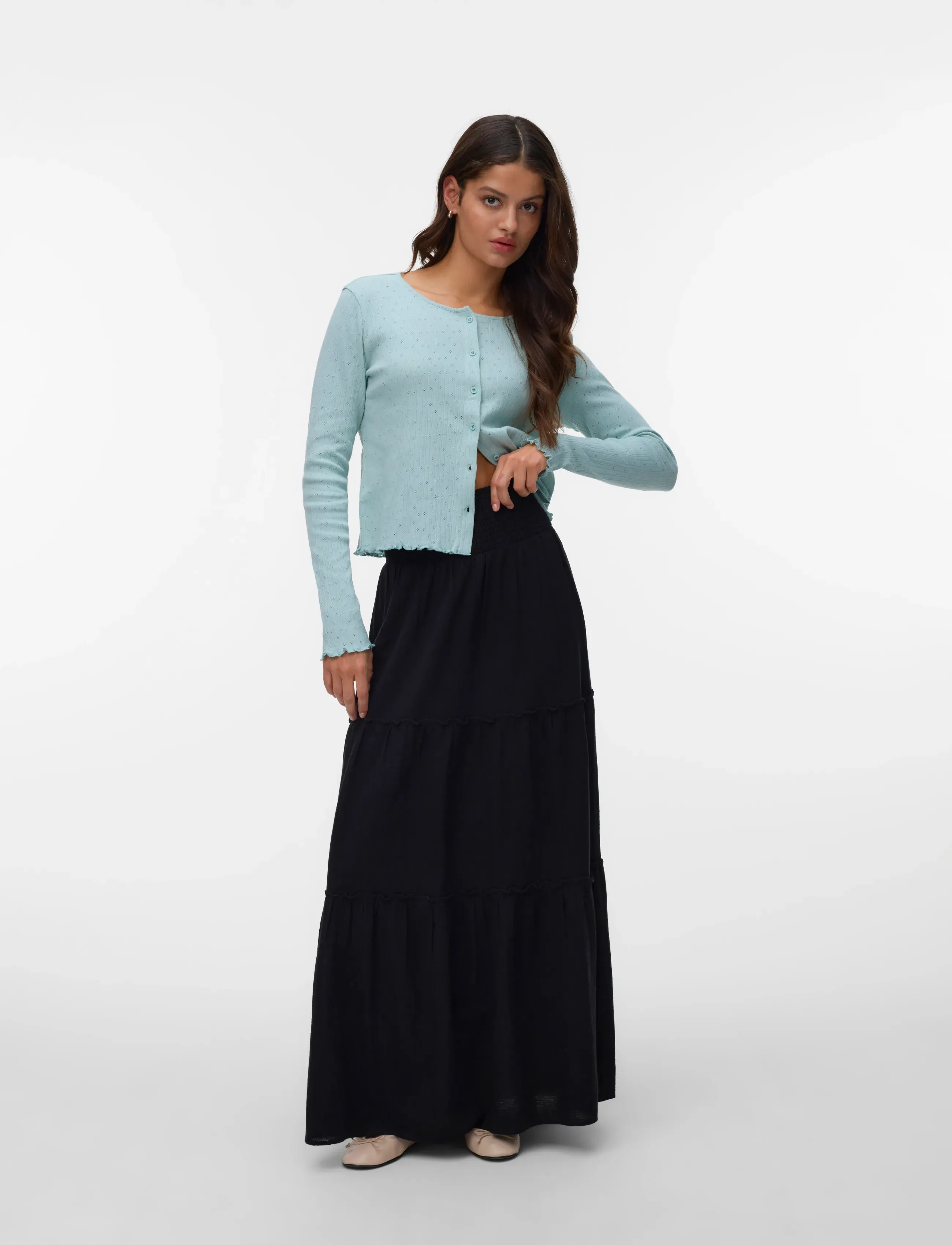 Vero Moda Awkeeley Hw Long Skirt Noos, S, Black, Nederdele > Maxi Nederdele, Dame