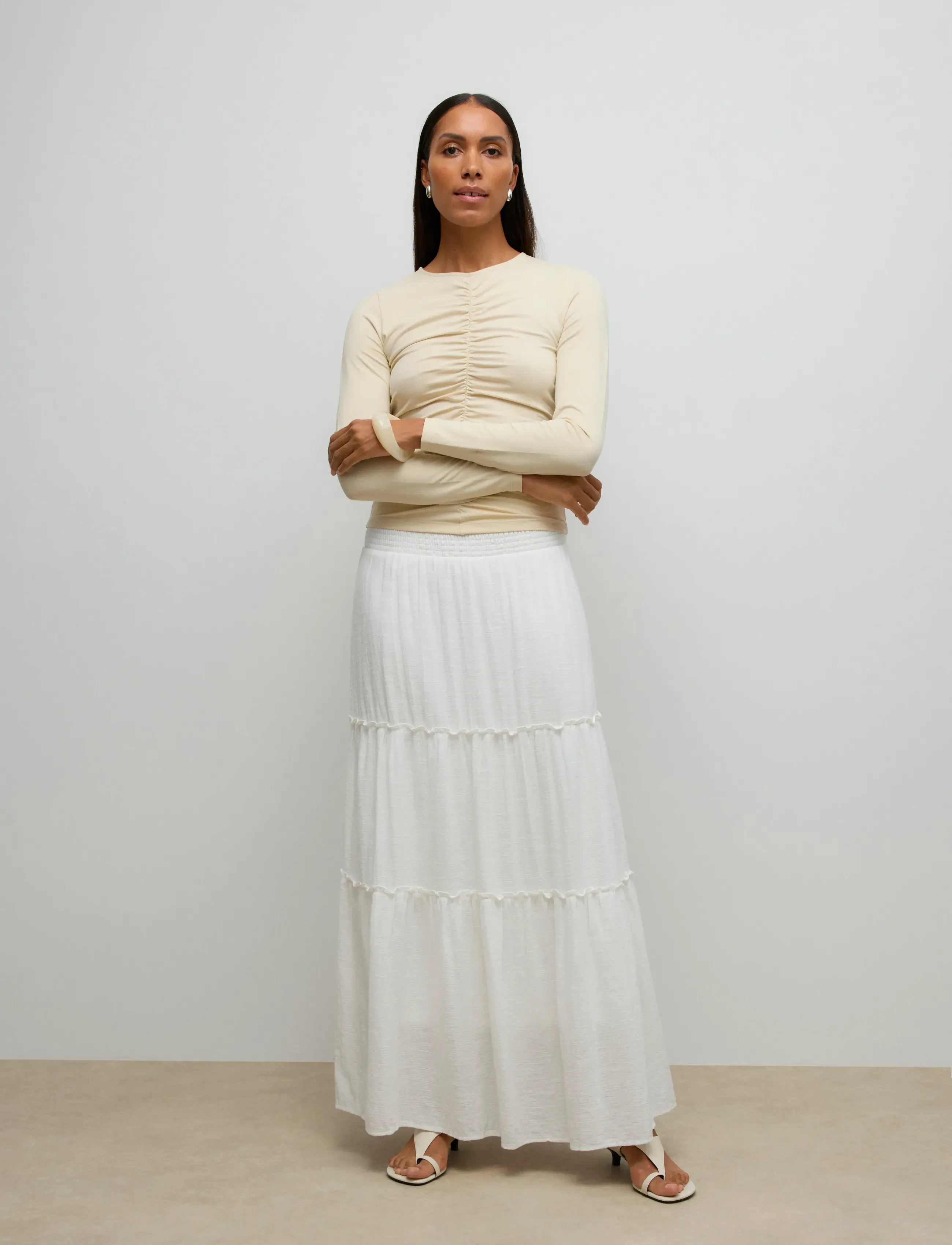 Vero Moda AWKEELEY HW LONG SKIRT NOOS - Maxi skirts - SNOW WHITE / white