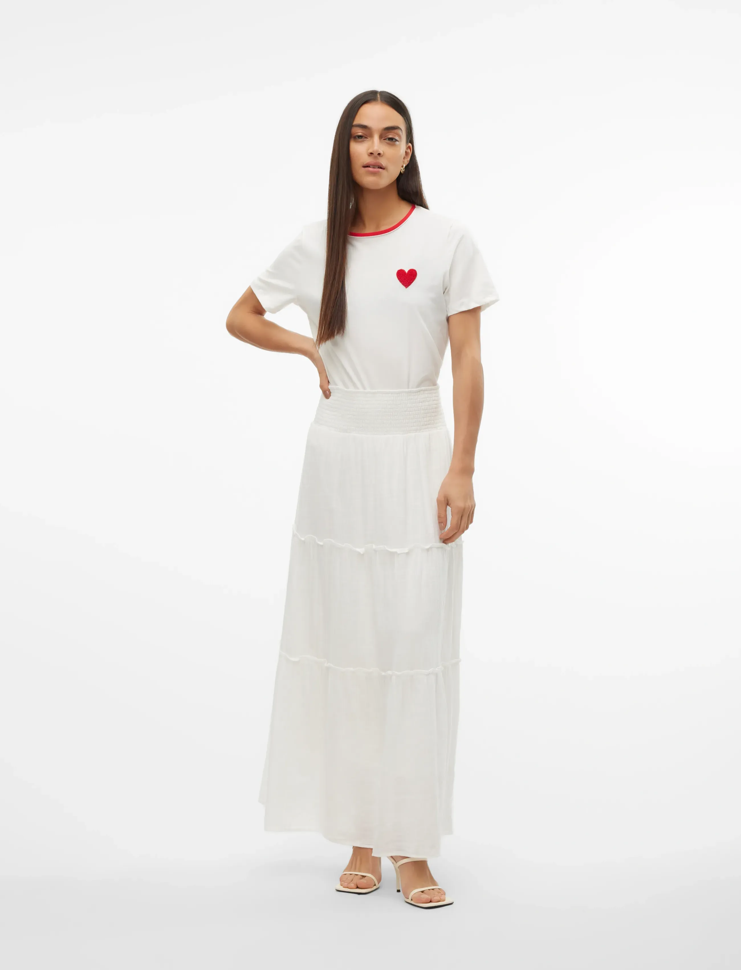 Vero Moda - AWKEELEY HW LONG SKIRT NOOS - maxi nederdele - snow white - 3
