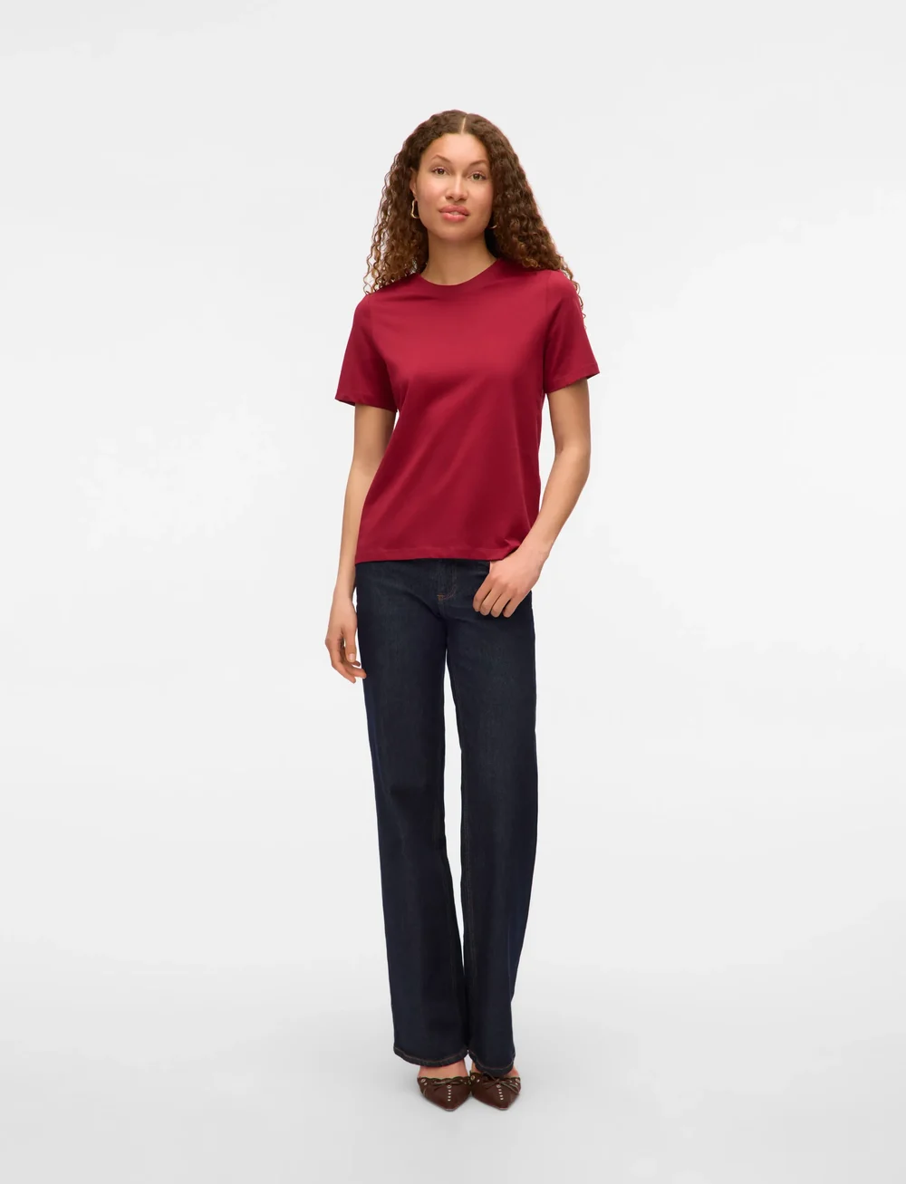 Vero Moda - VMPAULINA SS T-SHIRT JRS NOOS - t-shirts - tibetan red - 0