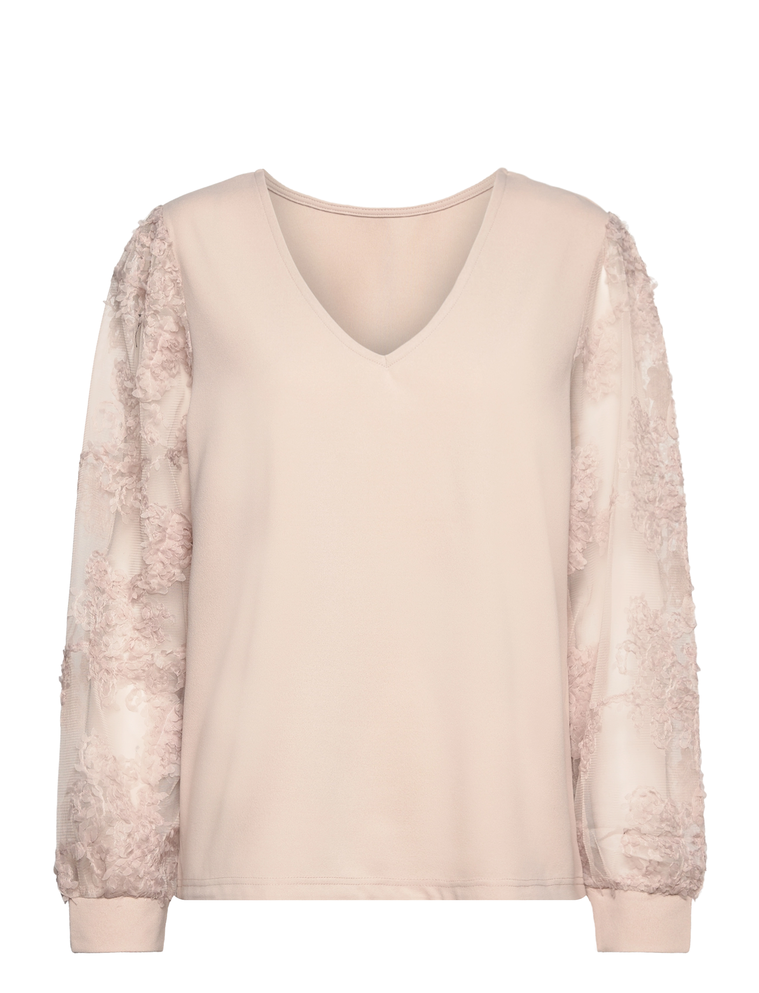 Vero Moda VMEMMALY LS V- NECK 2-WAY TOP JRS GA - Riided - PUMICE STONE / cream