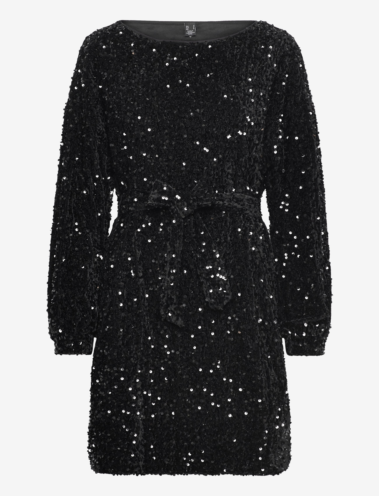 Vero Moda - VMBELLA LS BOATNECK SHORT DRESS JRS - paljettklänningar - black - 1