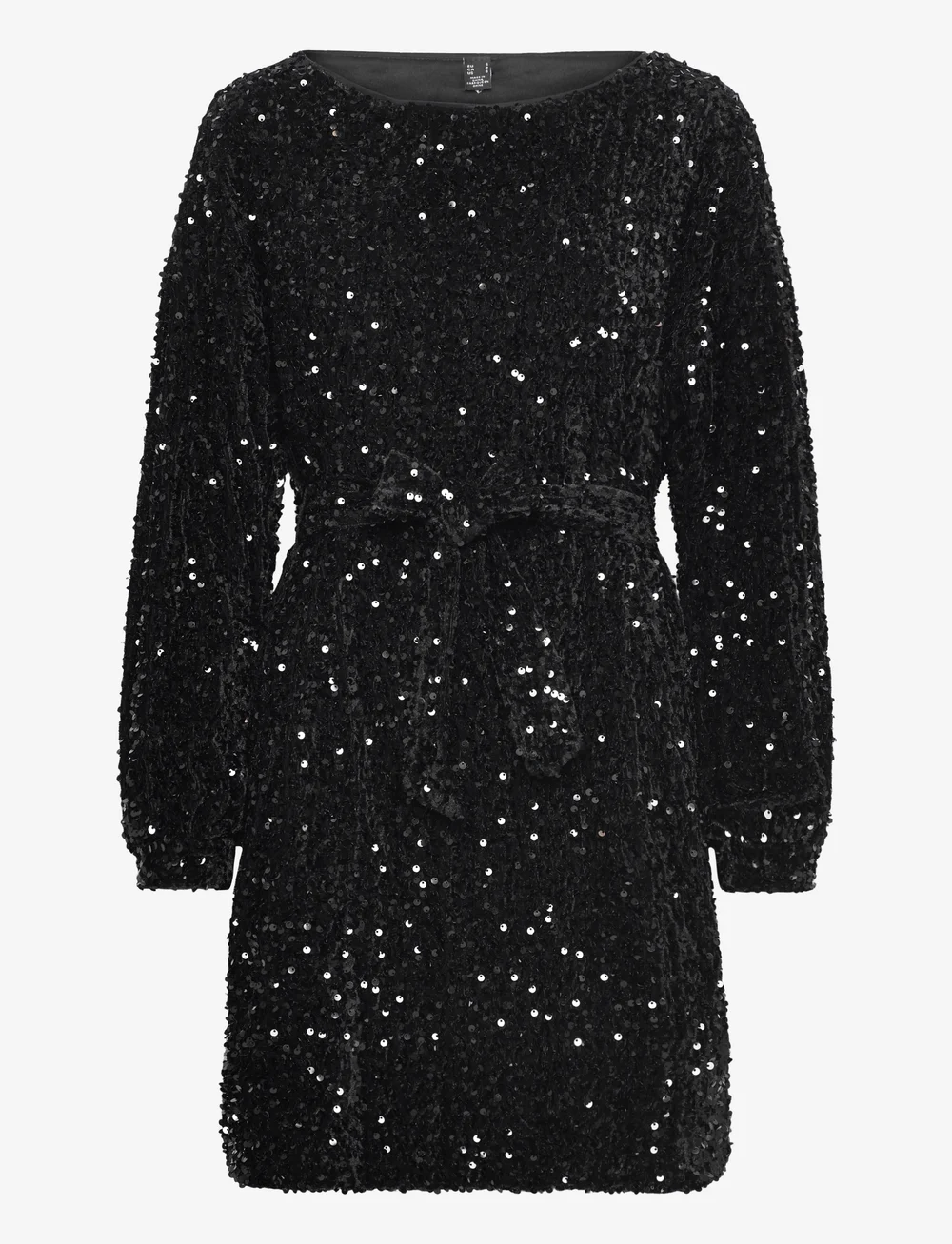 Vero Moda - VMBELLA LS BOATNECK SHORT DRESS JRS - pailletkjoler - black - 1