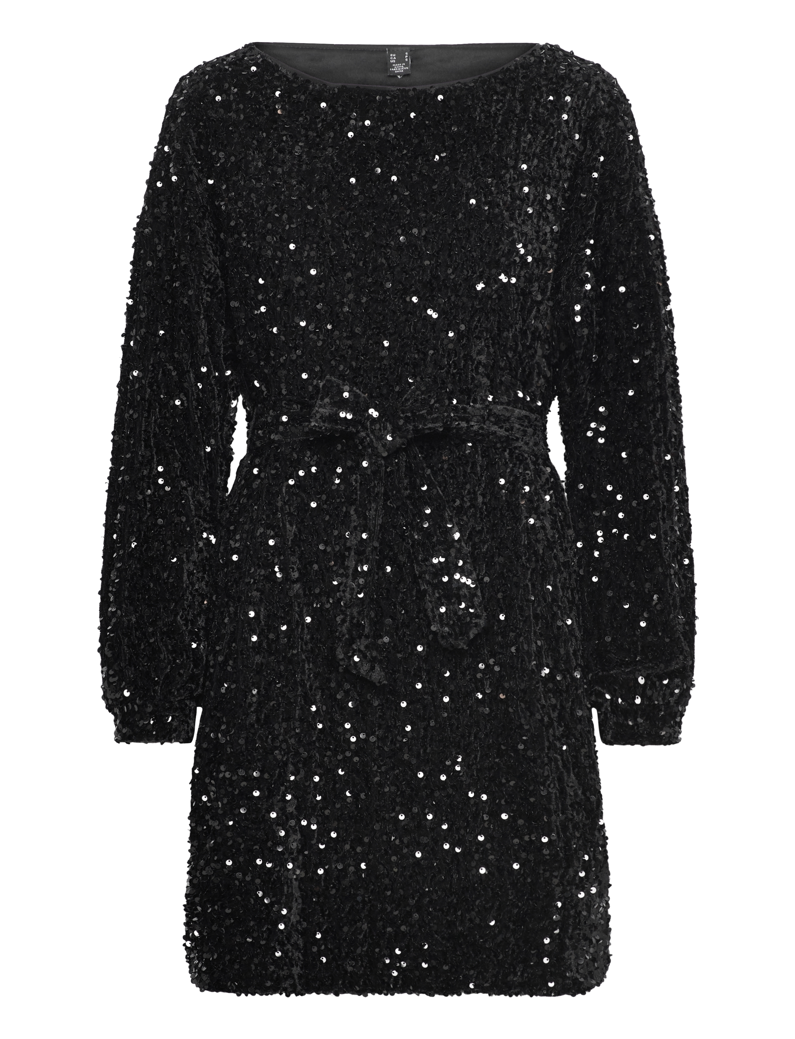 Vero Moda VMBELLA LS BOATNECK SHORT DRESS JRS - Kjoler - BLACK / black