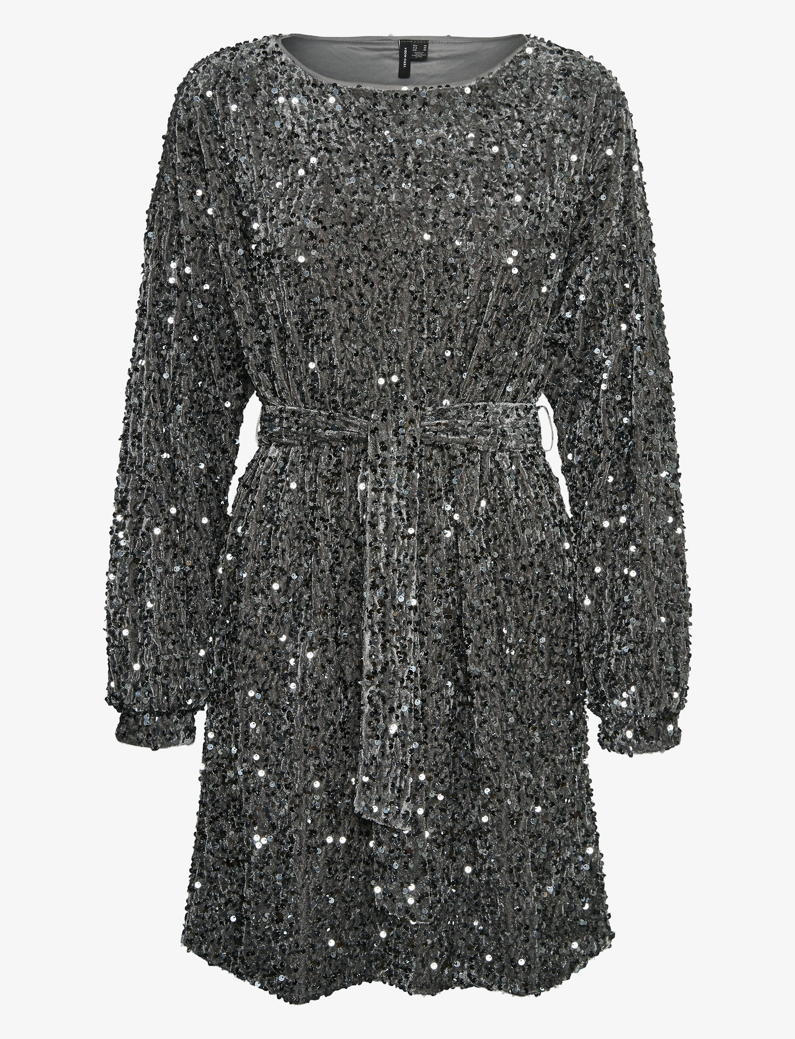 Vero Moda VMBELLA LS BOATNECK SHORT DRESS JRS - Kjoler - GRIFFIN / silver