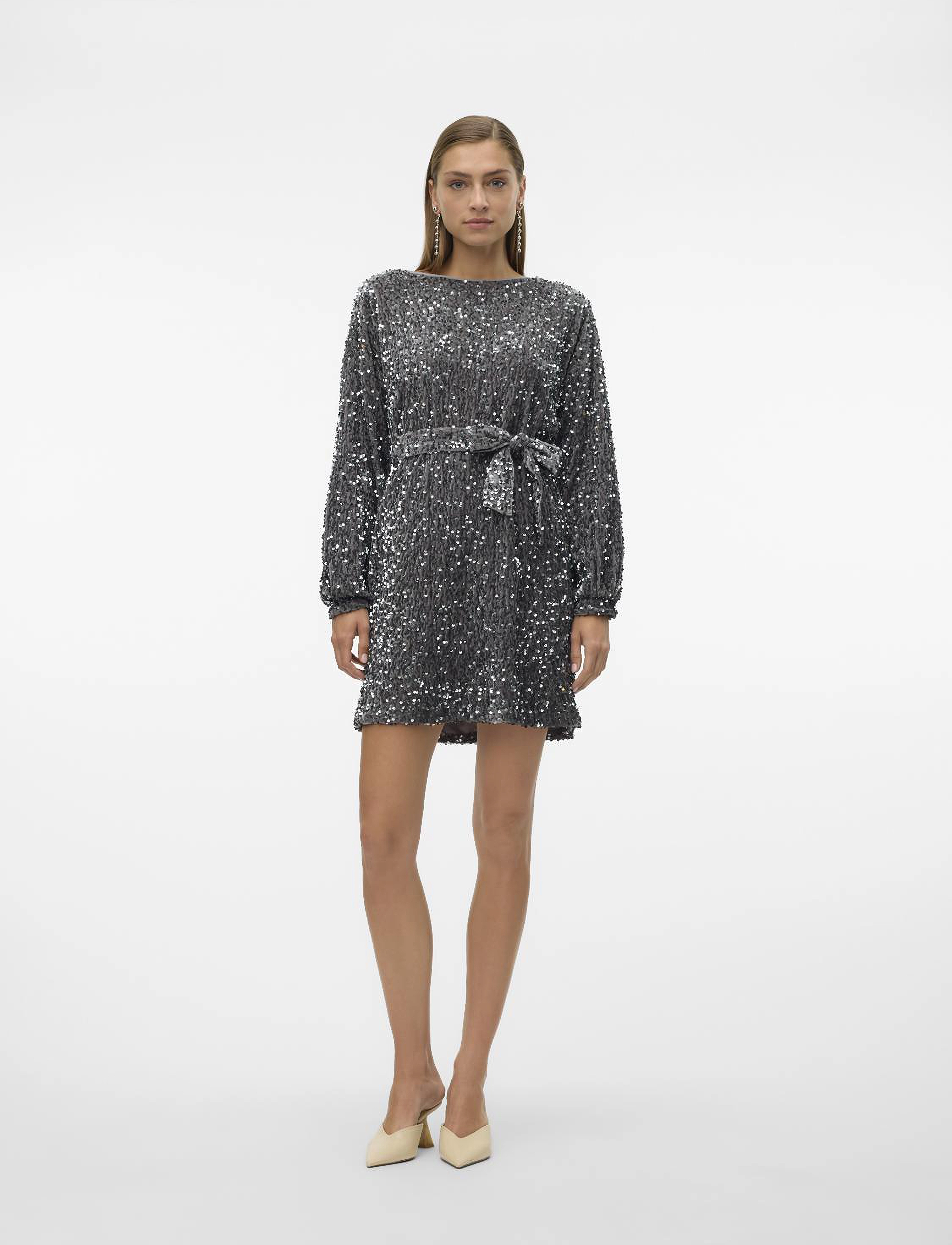 Vero Moda - VMBELLA LS BOATNECK SHORT DRESS JRS - festtøj til outletpriser - griffin - 4