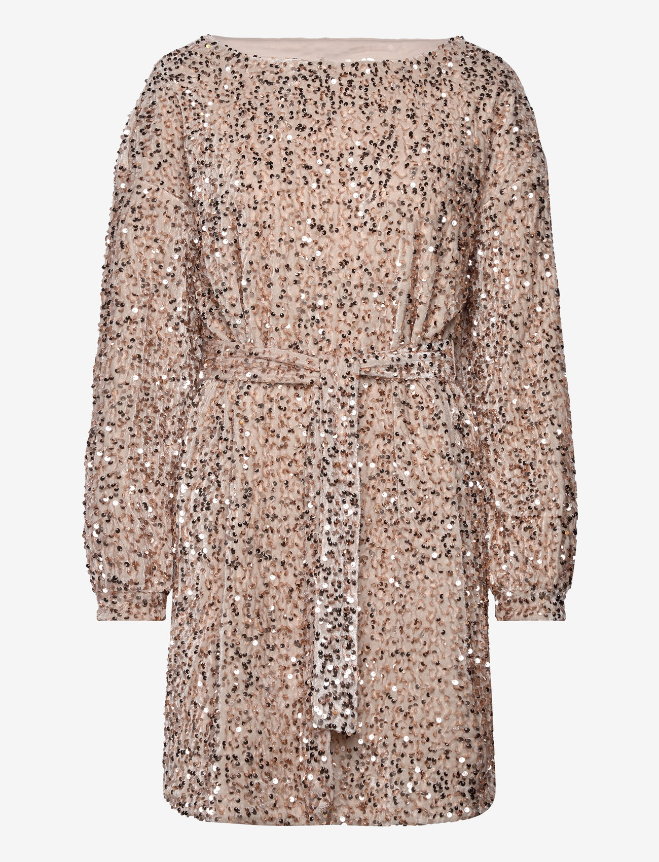 Vero Moda - VMBELLA LS BOATNECK SHORT DRESS JRS - paillettenkleider - pumice stone - 0