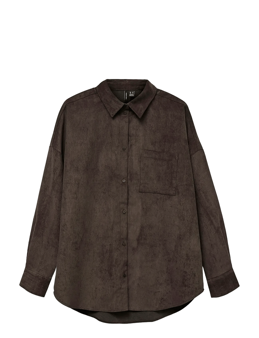 Vero Moda - VMSANNE COURDEROY LS SHIRT WVN NOOS - chocolate torte - 1