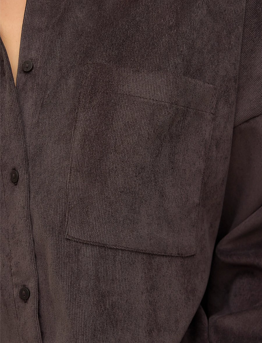 Vero Moda - VMSANNE COURDEROY LS SHIRT WVN NOOS - chocolate torte - 3