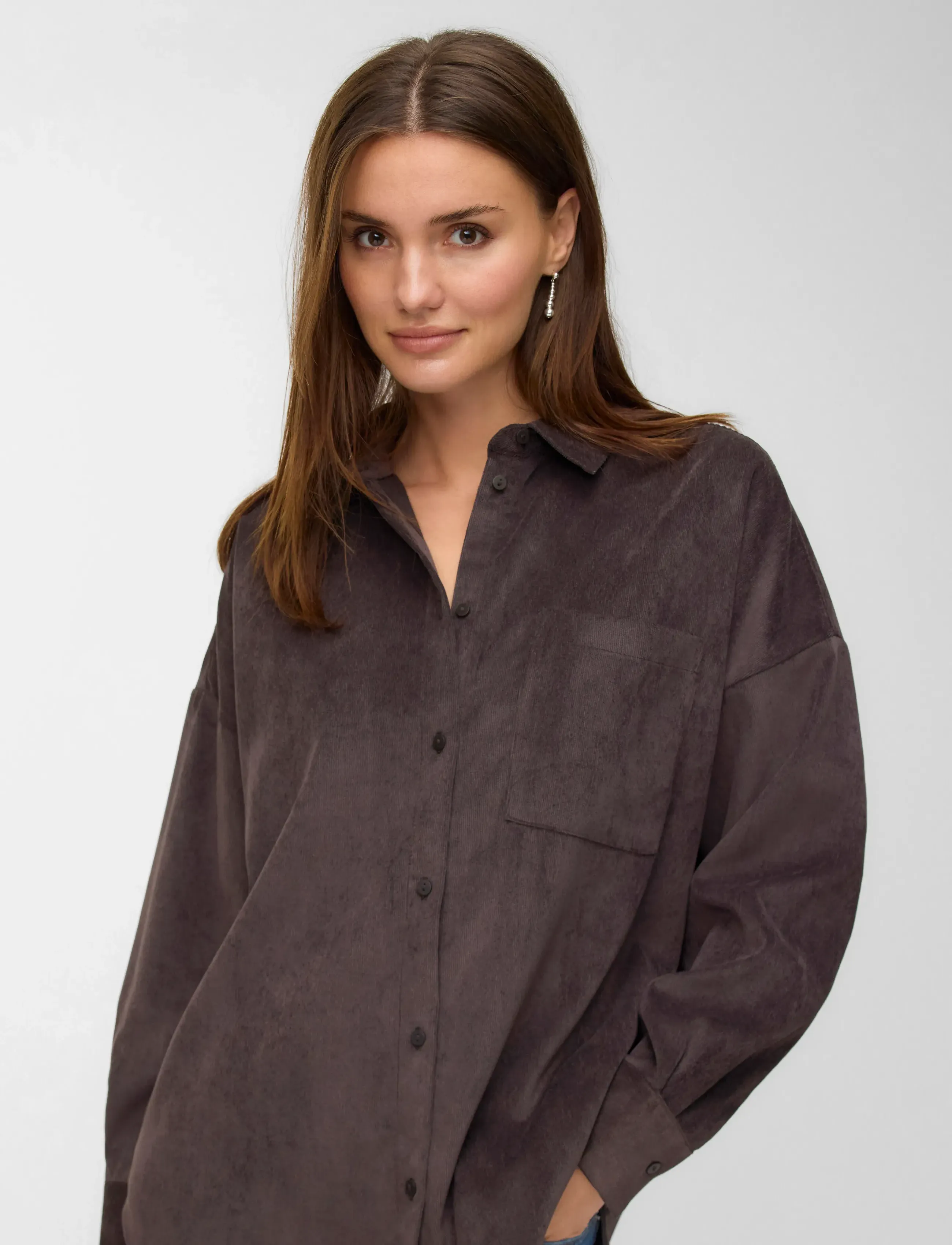 Vero Moda - VMSANNE COURDEROY LS SHIRT WVN NOOS - chocolate torte - 4