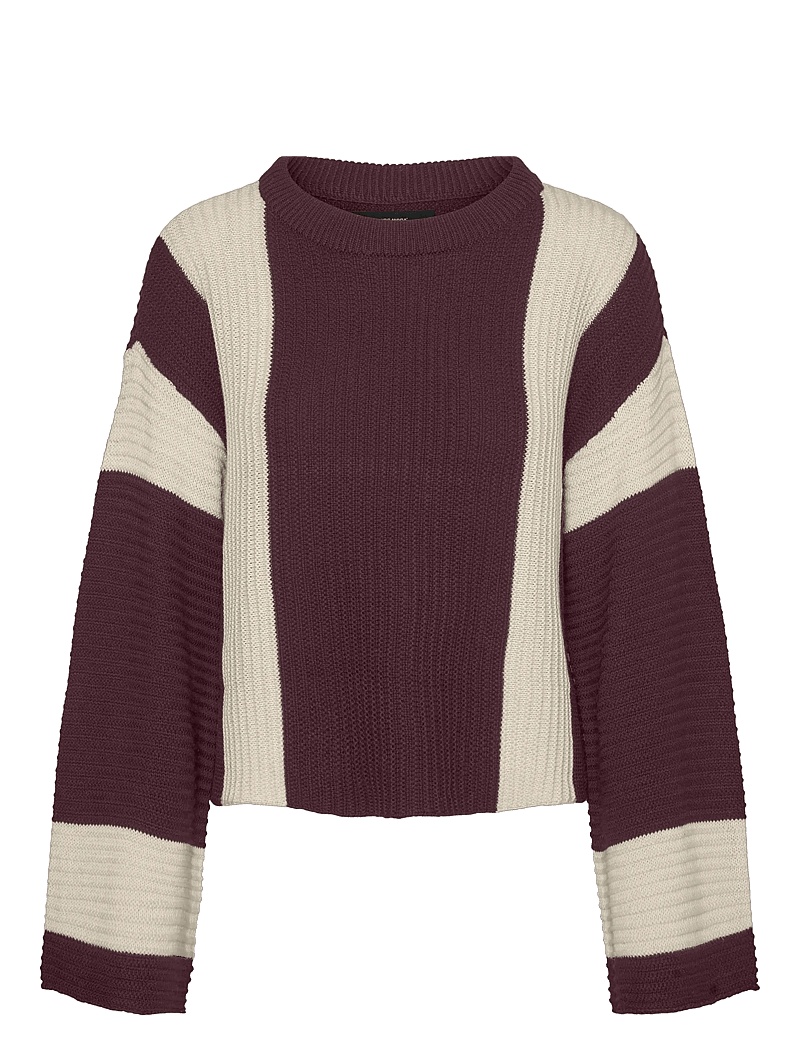 Vero Moda - VMGIGI LS O-NECK PULLOVER LCS REP - striktrøjer - winetasting - 1