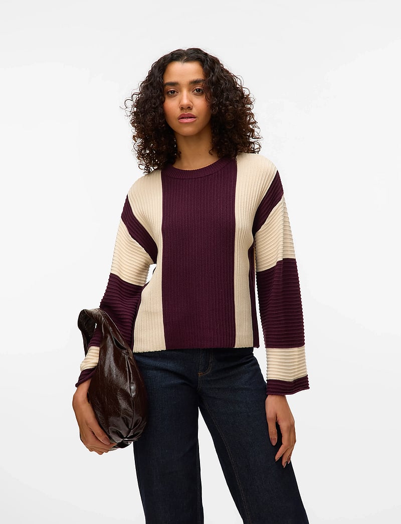 Vero Moda - VMGIGI LS O-NECK PULLOVER LCS REP - jumpers - winetasting - 0