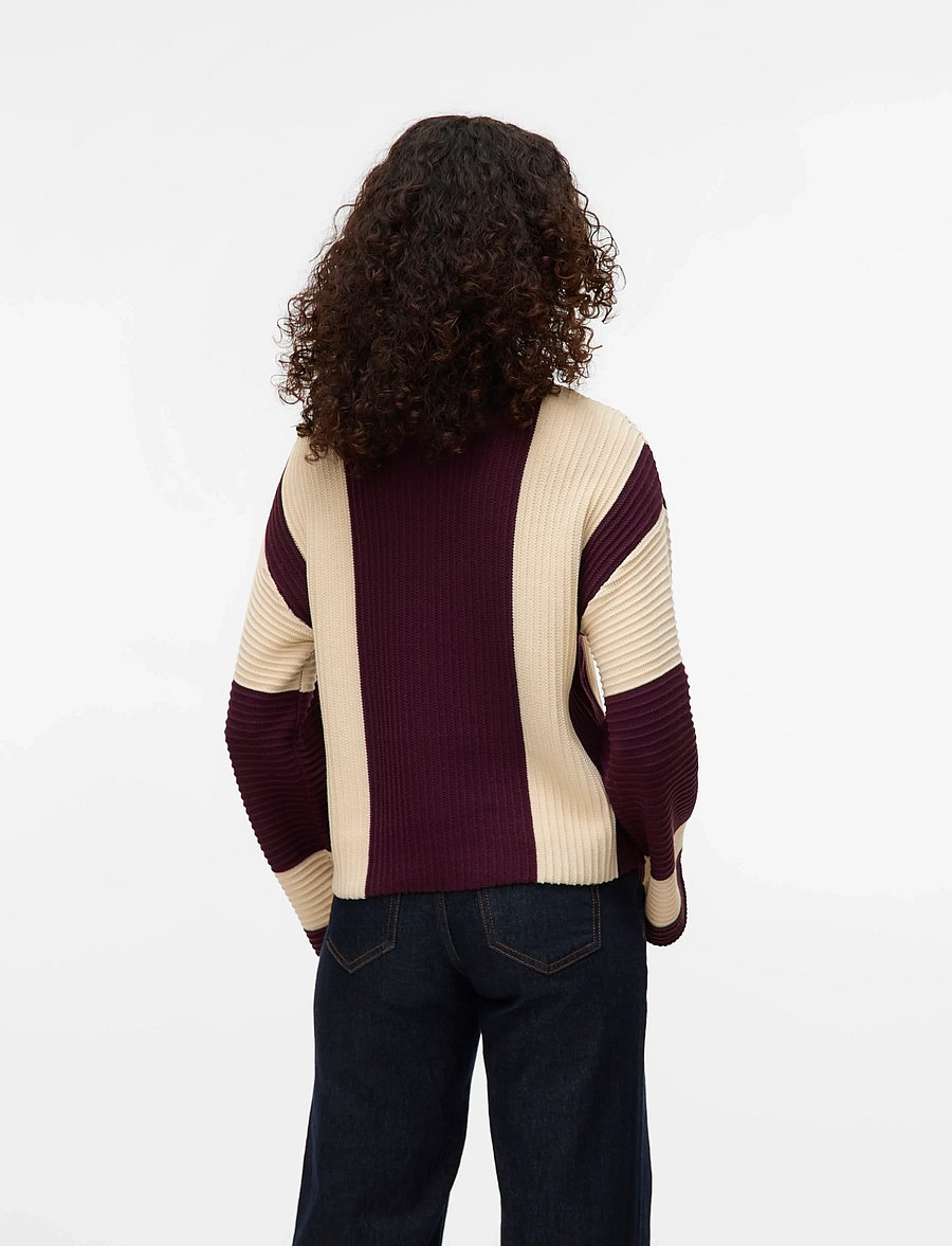 Vero Moda - VMGIGI LS O-NECK PULLOVER LCS REP - stickade tröjor - winetasting - 2
