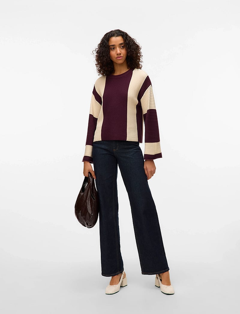 Vero Moda - VMGIGI LS O-NECK PULLOVER LCS REP - jumpers - winetasting - 4