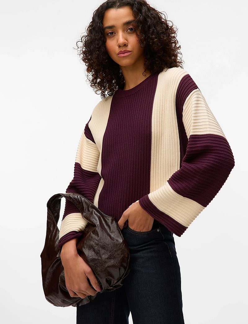 Vero Moda - VMGIGI LS O-NECK PULLOVER LCS REP - jumpers - winetasting - 5