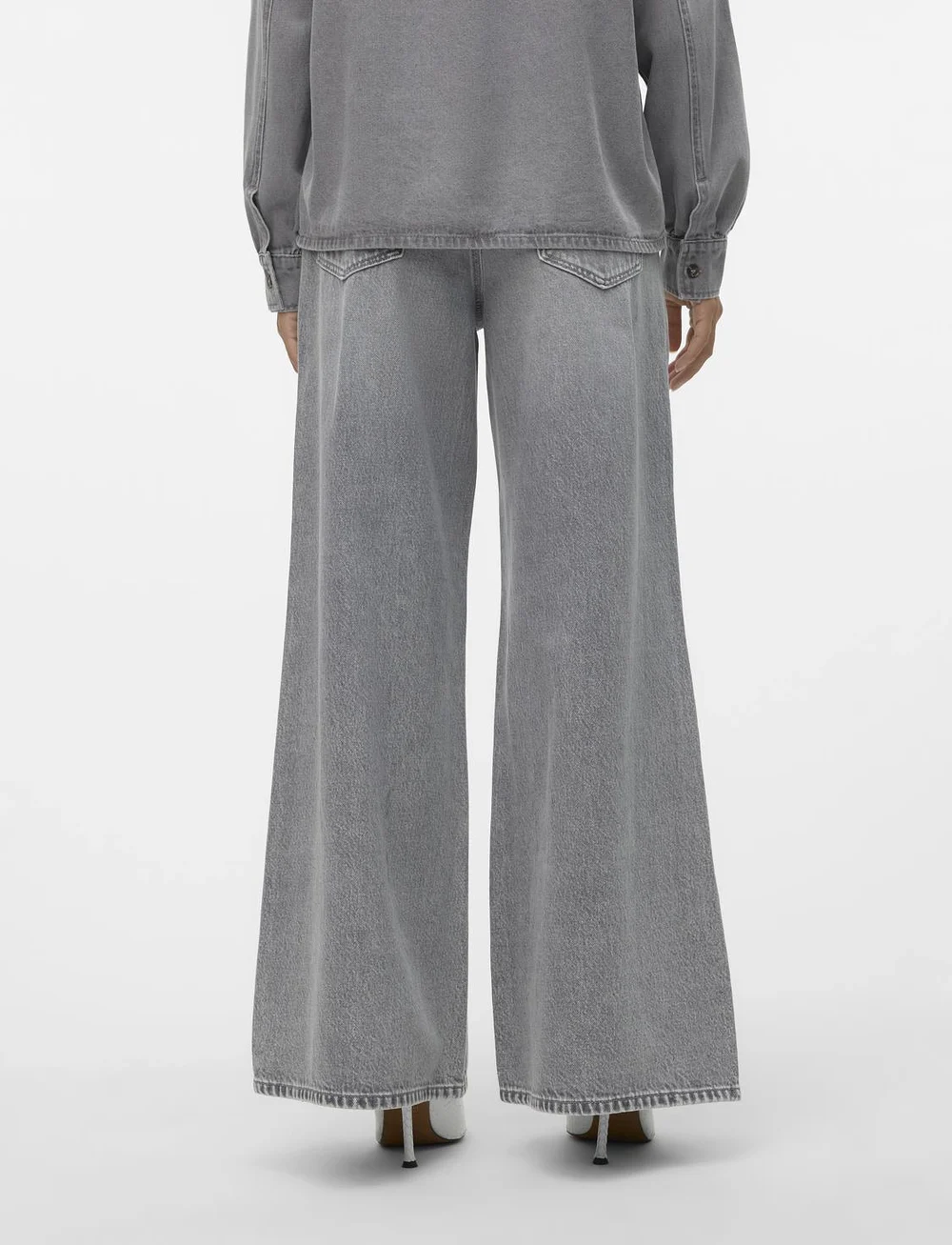 Vero Moda - VMANNET MR WIDE BELT JEANS LI218 - hosen mit weitem bein - medium grey denim - 3