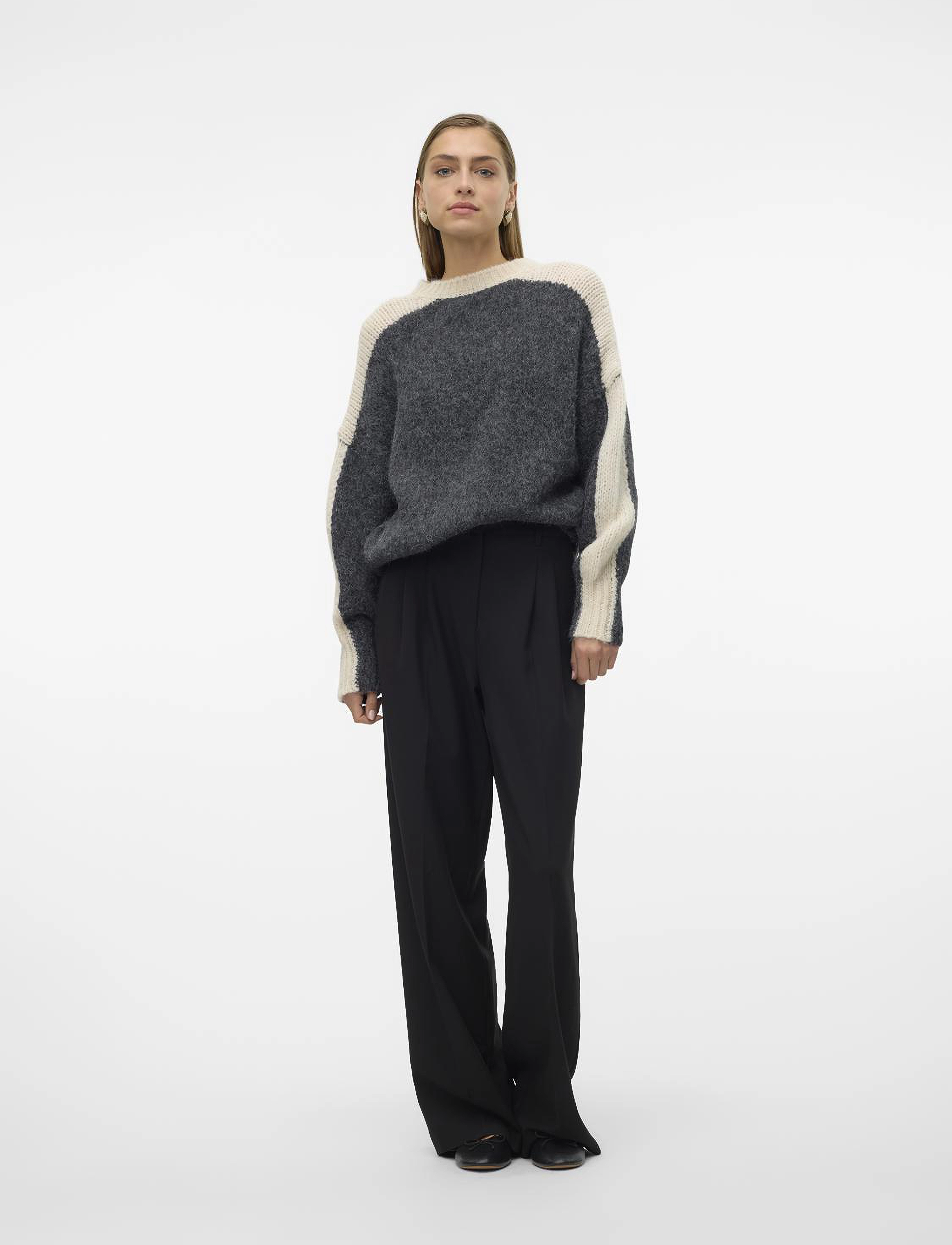 Vero Moda - VMCORDELIA LS O-NECK PULLOVER GA - jumpers - dark grey melange - 2