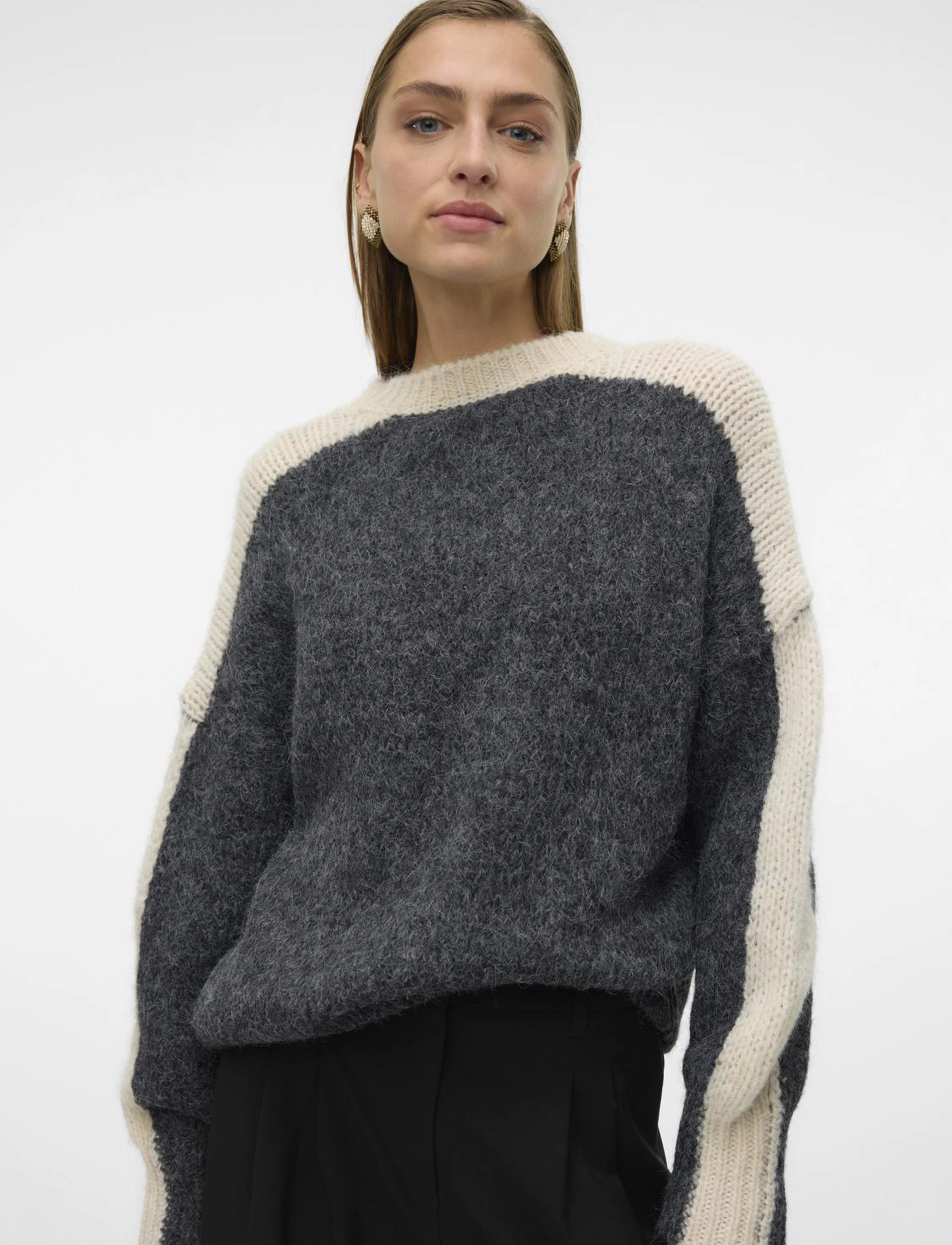Vero Moda - VMCORDELIA LS O-NECK PULLOVER GA - jumpers - dark grey melange - 3