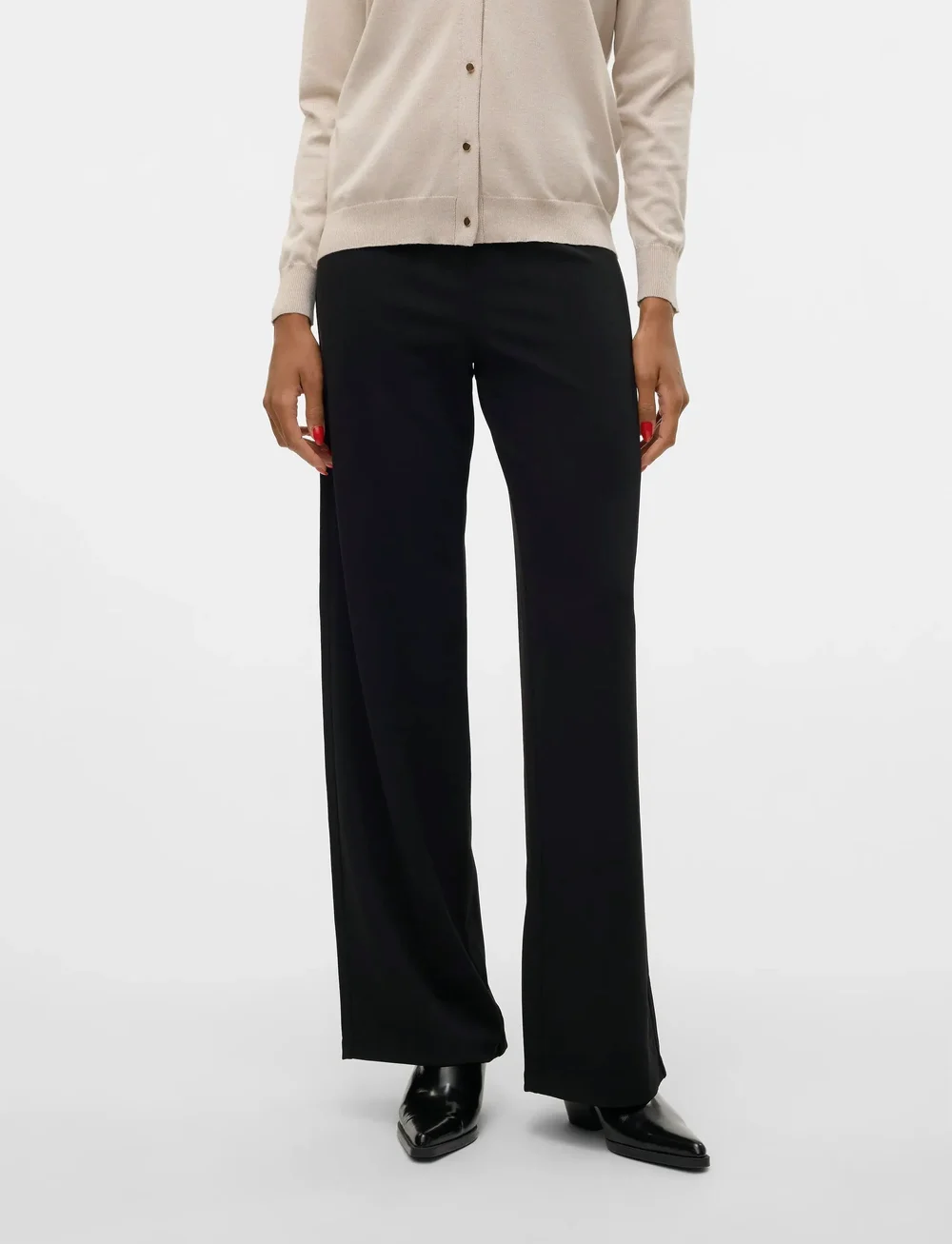 Vero Moda - VMBERLIN ZAMIRA MW WIDE PANT NOOS - bukser med brede ben - black - 0